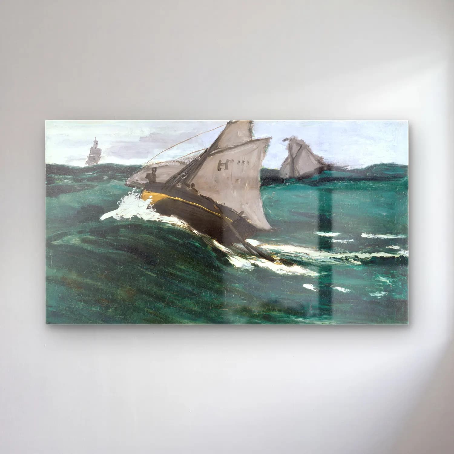 Claude Monet – The Green Wave cam tablo — Claude Monet – The Green Wave — empresyonist yelken yarışı