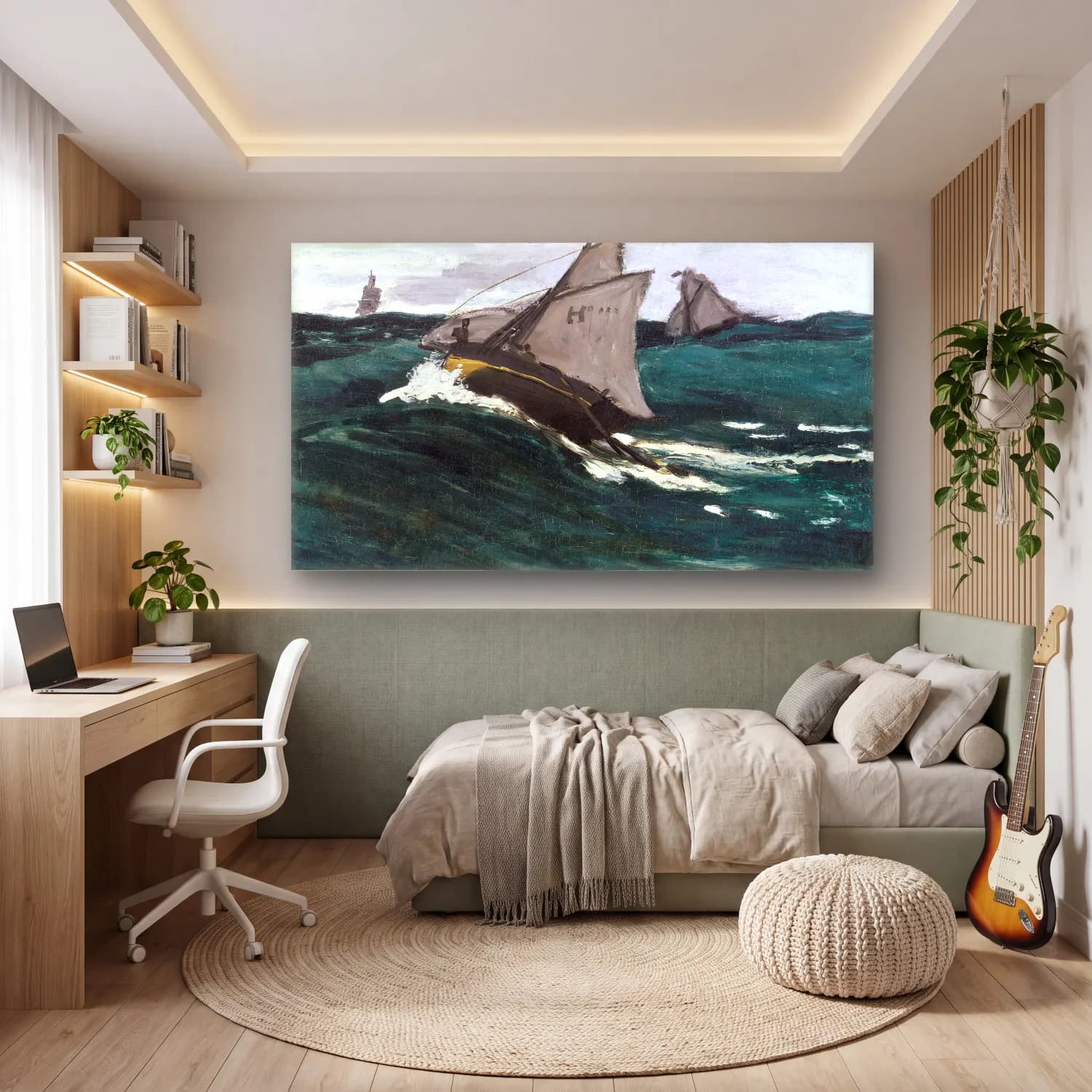 Claude Monet – The Green Wave cam tablo — genç odasında