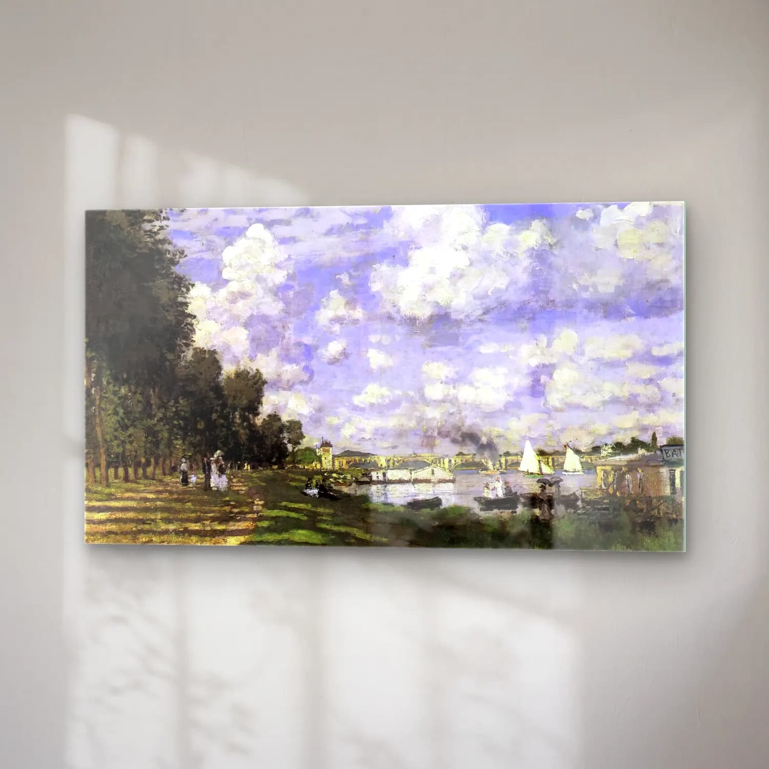 Claude Monet – The Harbour at Argenteuil cam tablo — sağ açıdan görünüm