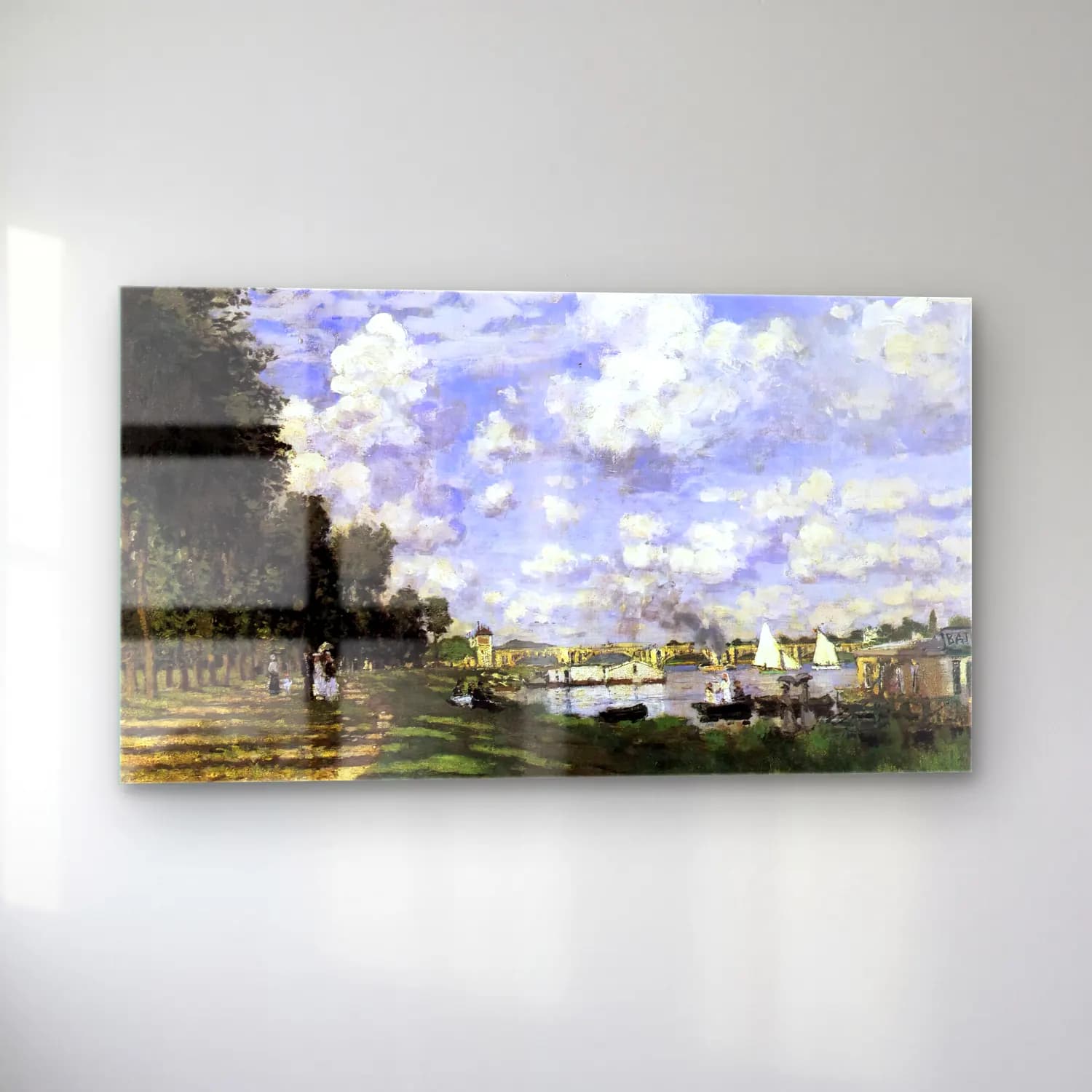 Claude Monet – The Harbour at Argenteuil cam tablo — sol açıdan görünüm