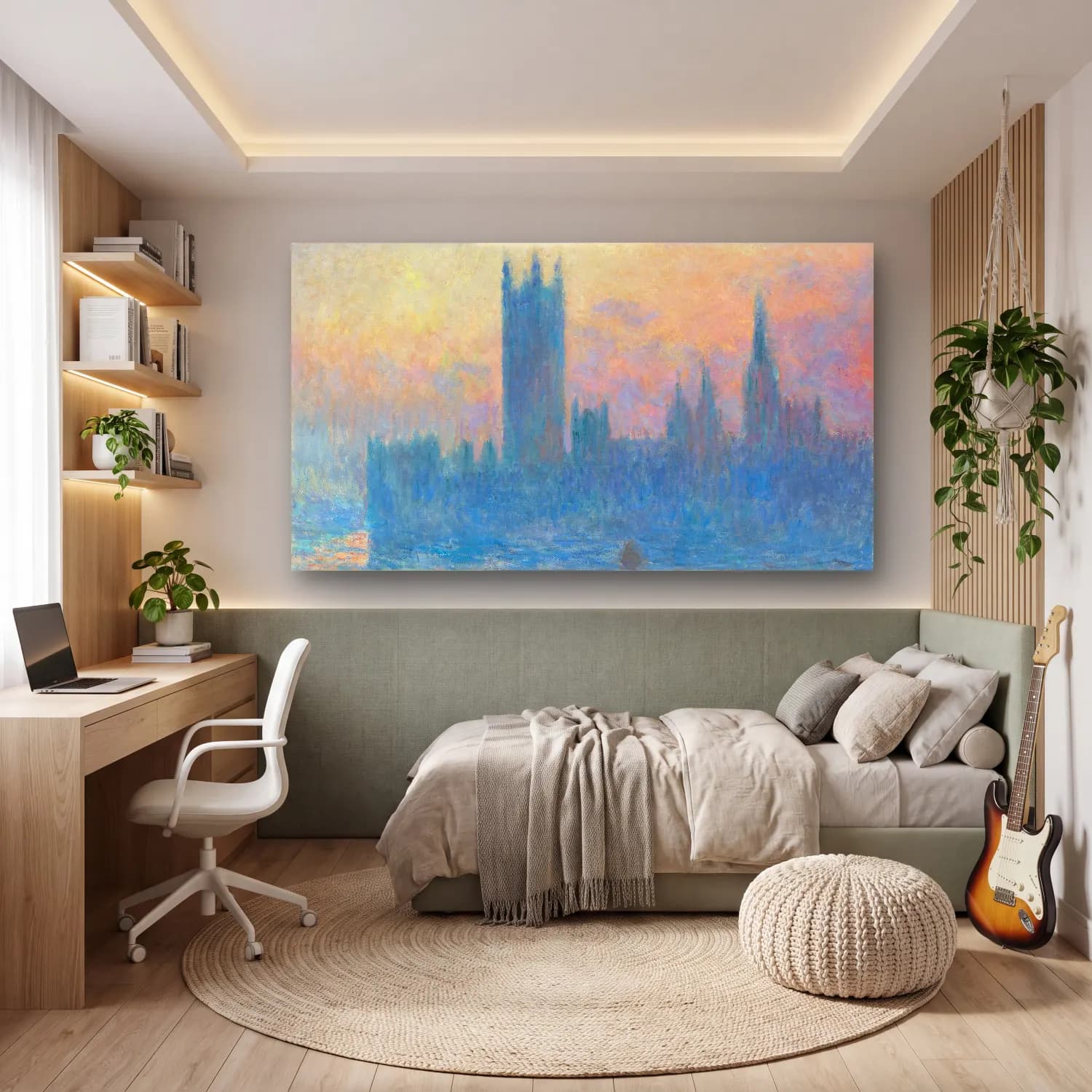 Claude Monet – The Houses of Parliament (Effect of Fog) cam tablo — genç odasında