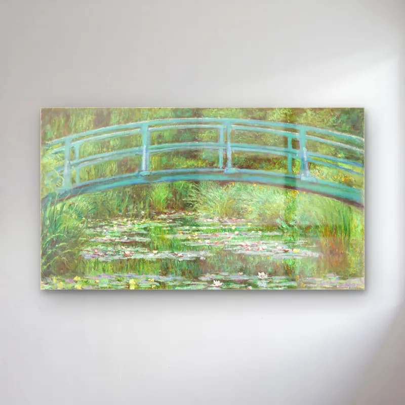 Claude Monet – The Japanese Footbridge – Yeşil Tonlar cam tablo — Claude Monet – The Japanese Footbridge – Yeşil Tonlar — empresyonist nilüfer göleti