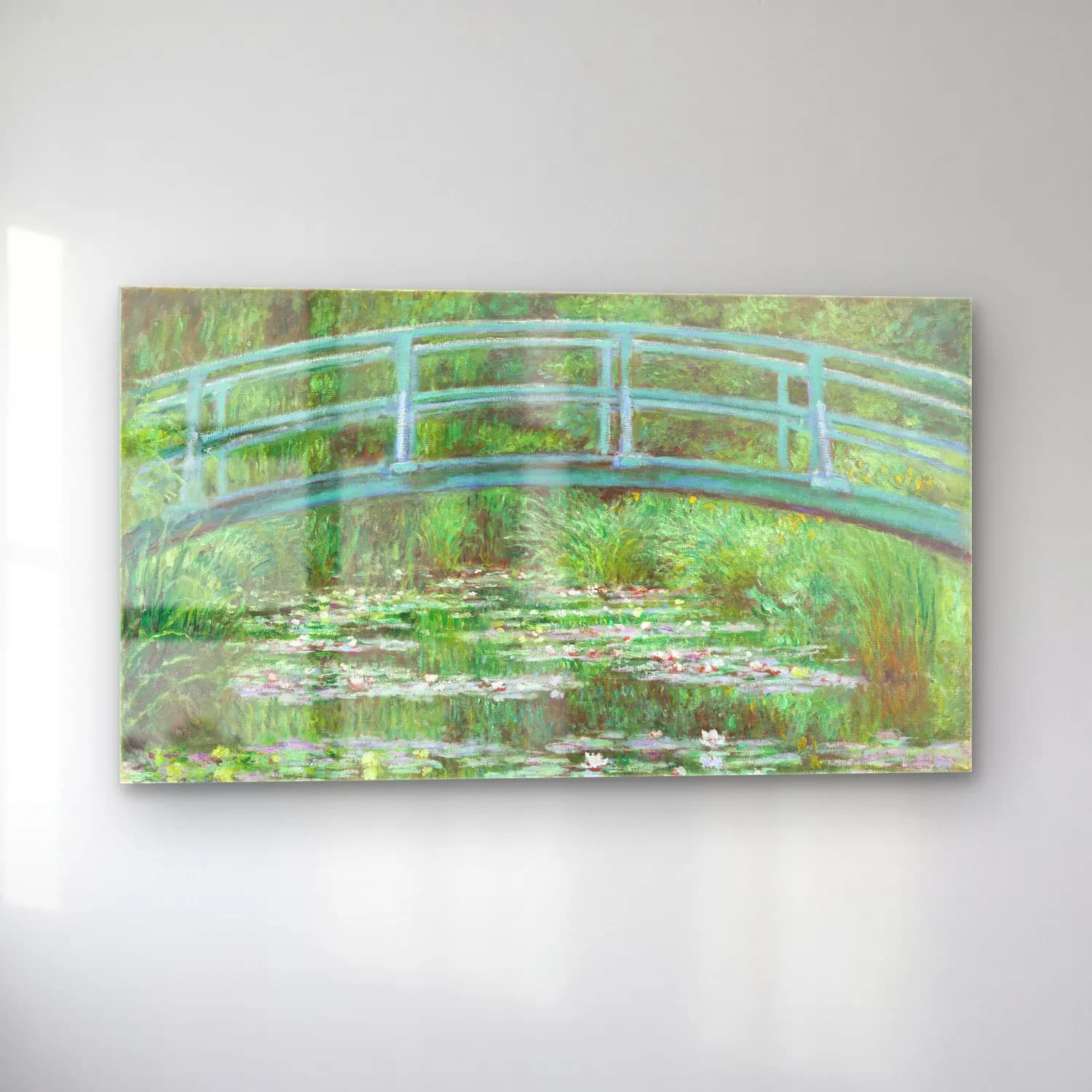 Claude Monet – The Japanese Footbridge – Yeşil Tonlar cam tablo — sol açıdan görünüm