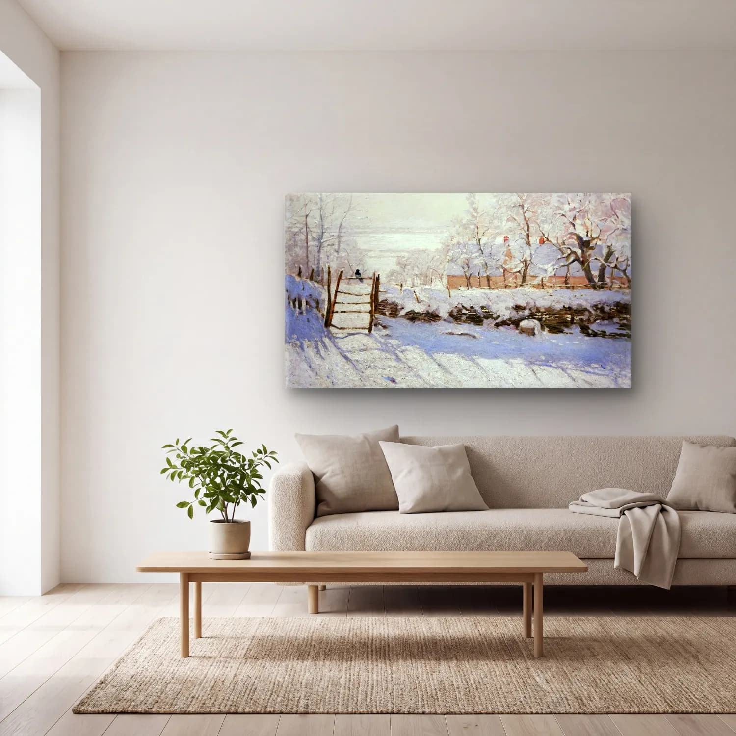 Claude Monet – The Magpie cam tablo — açık renk salonda
