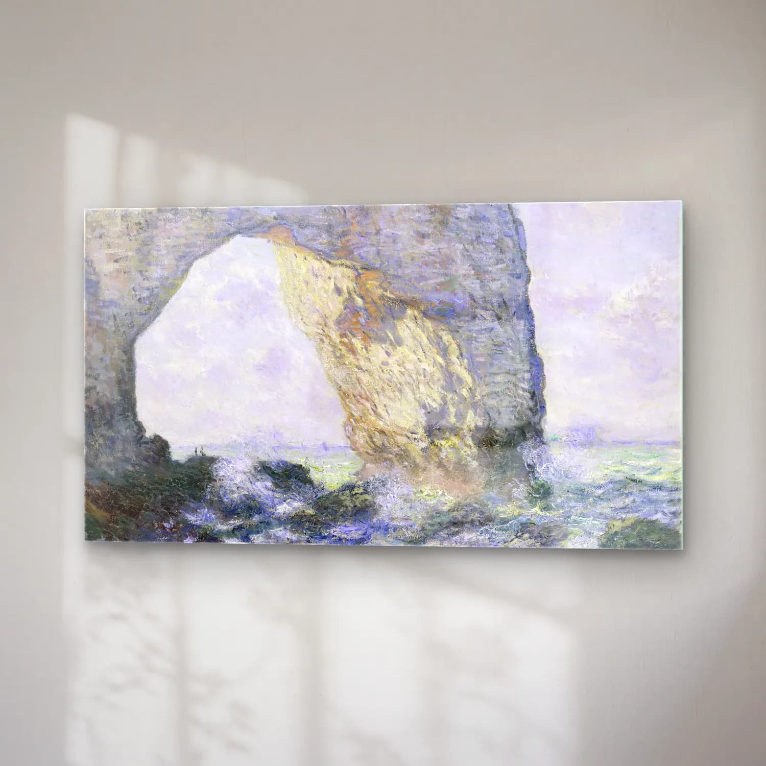 Claude Monet – The Manneporte (Étretat) cam tablo — sağ açıdan görünüm
