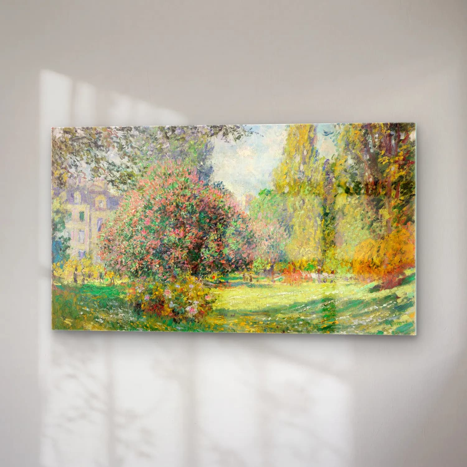 Claude Monet – The Parc Monceau – Pembe Tonlar cam tablo — sağ açıdan görünüm