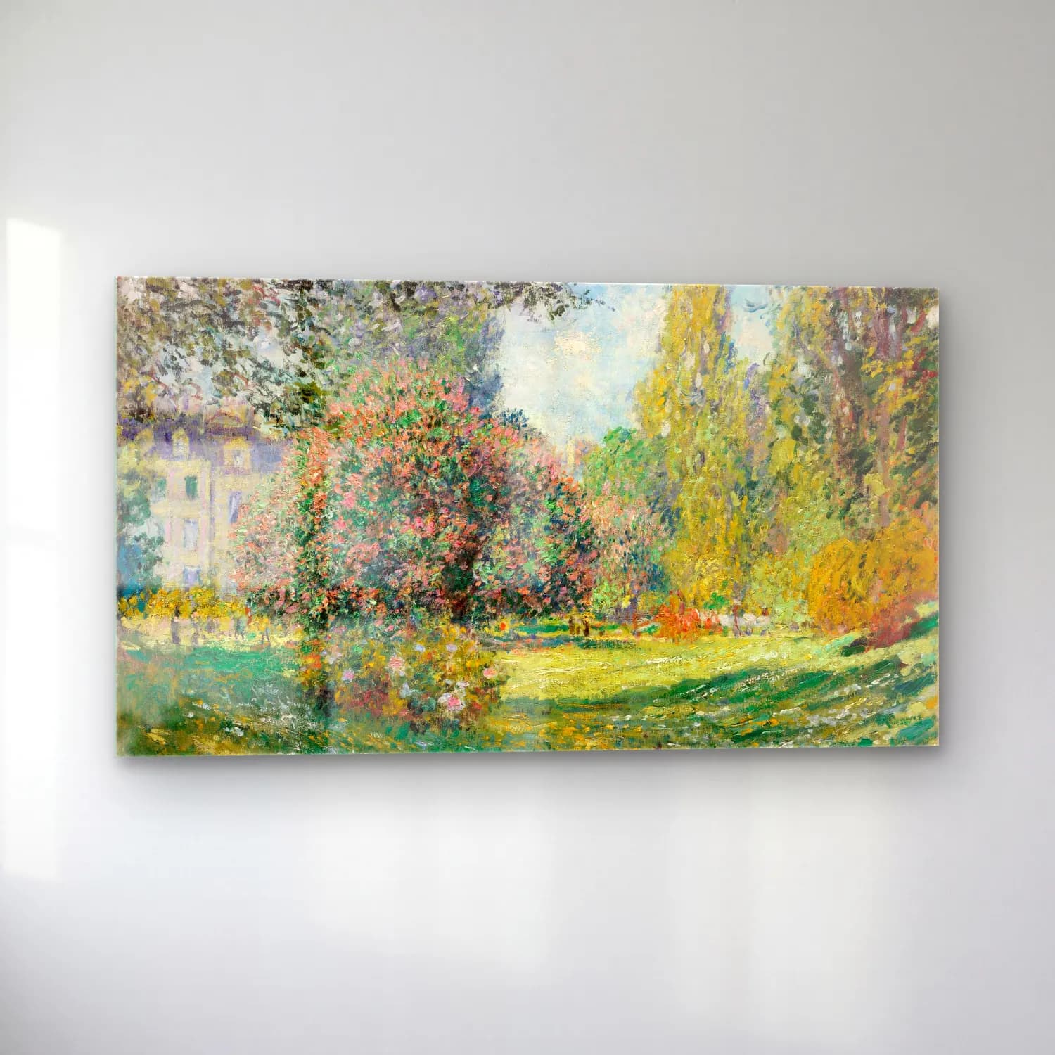 Claude Monet – The Parc Monceau – Pembe Tonlar cam tablo — sol açıdan görünüm