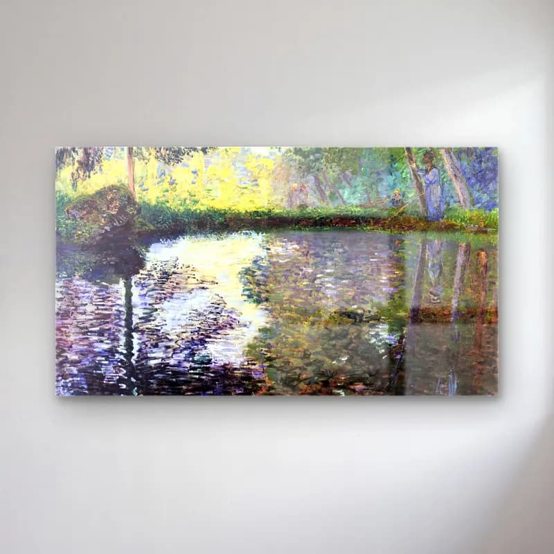 Claude Monet – The Pond at Montgeron cam tablo — Claude Monet – The Pond at Montgeron — empresyonist kırda nehir