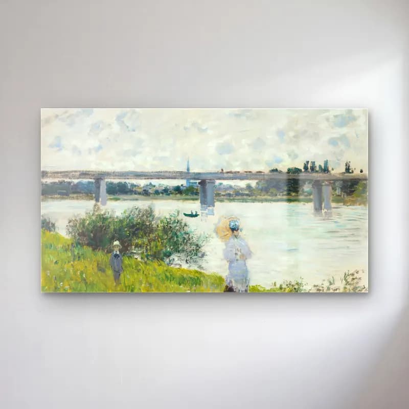 Claude Monet – The Promenade with the Railroad Bridge, Argenteuil cam tablo — Claude Monet – The Promenade with the Railroad Bridge, Argenteuil — empresyonist köprü