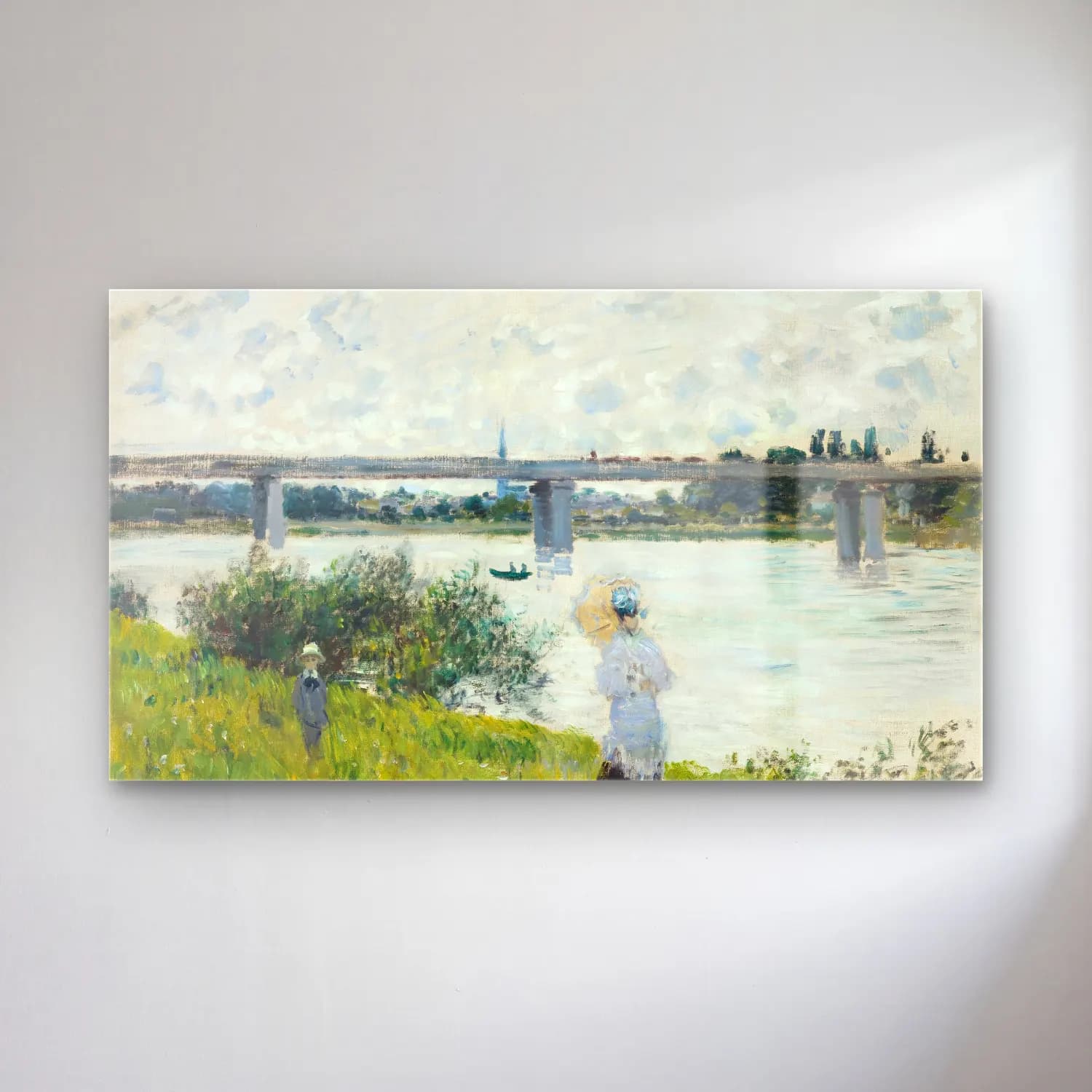 Claude Monet – The Promenade with the Railroad Bridge, Argenteuil cam tablo — Claude Monet – The Promenade with the Railroad Bridge, Argenteuil — empresyonist köprü