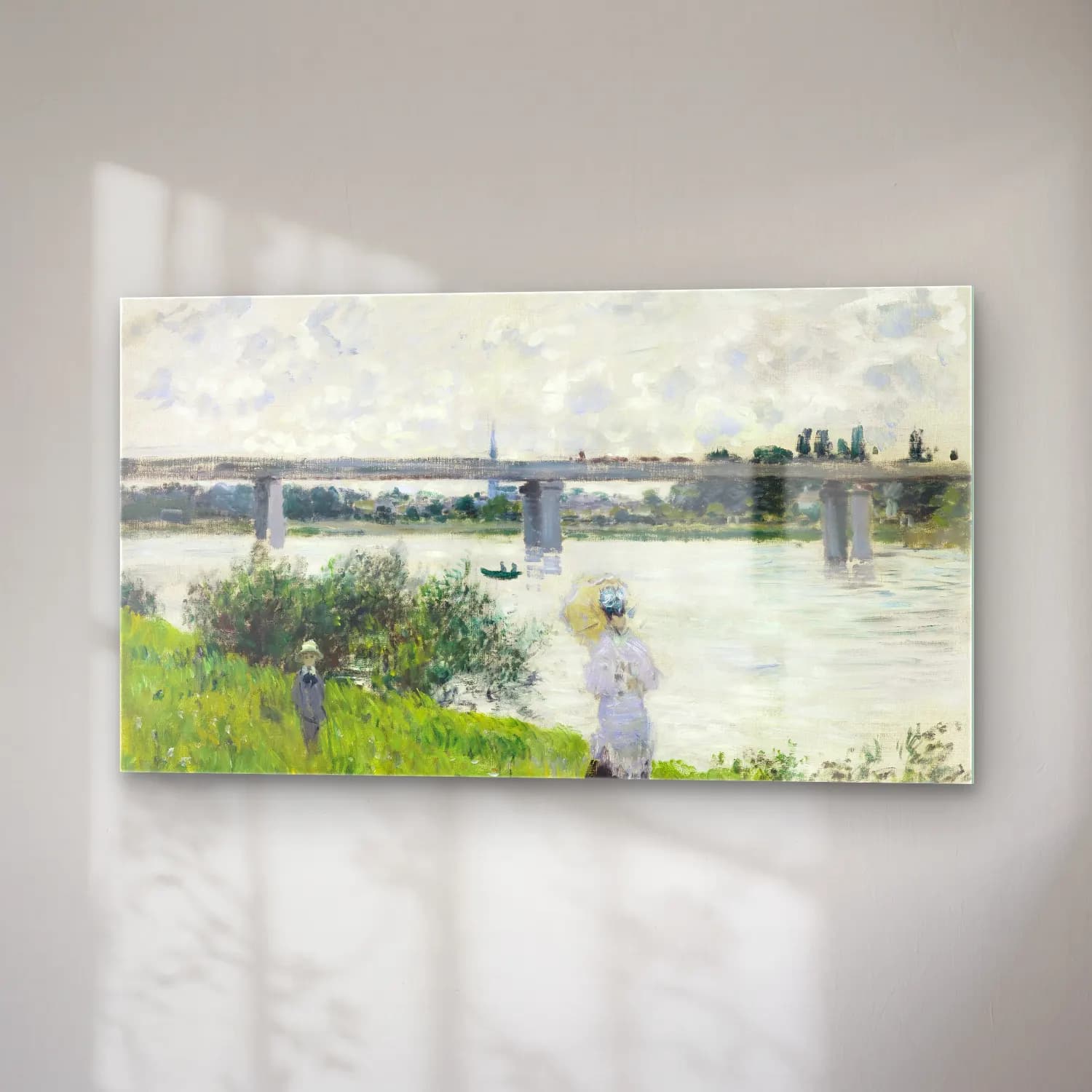 Claude Monet – The Promenade with the Railroad Bridge, Argenteuil cam tablo — sağ açıdan görünüm