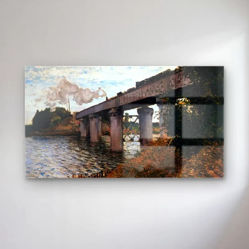 Claude Monet – The Railway Bridge at Argenteuil cam tablo — Claude Monet – The Railway Bridge at Argenteuil — empresyonist köprü
