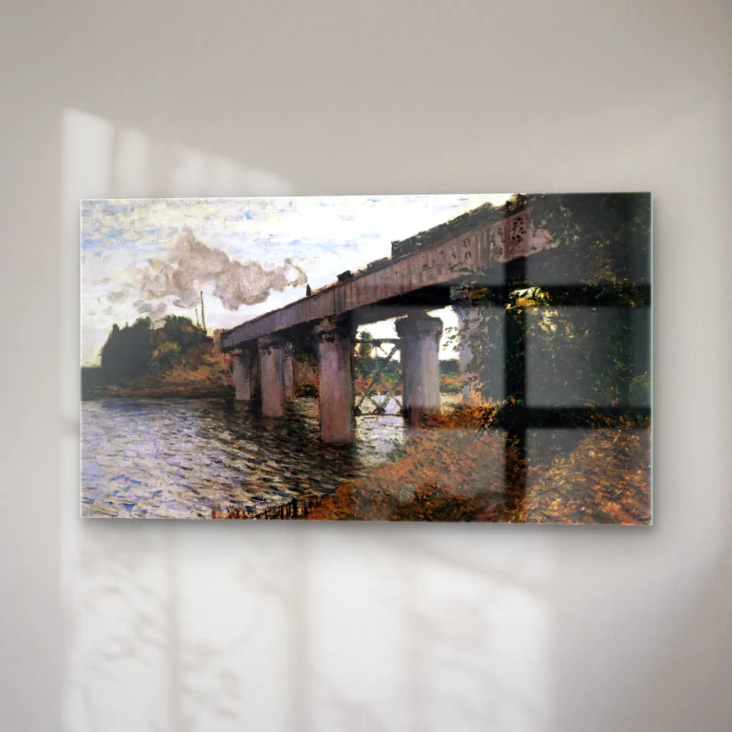 Claude Monet – The Railway Bridge at Argenteuil cam tablo — sağ açıdan görünüm
