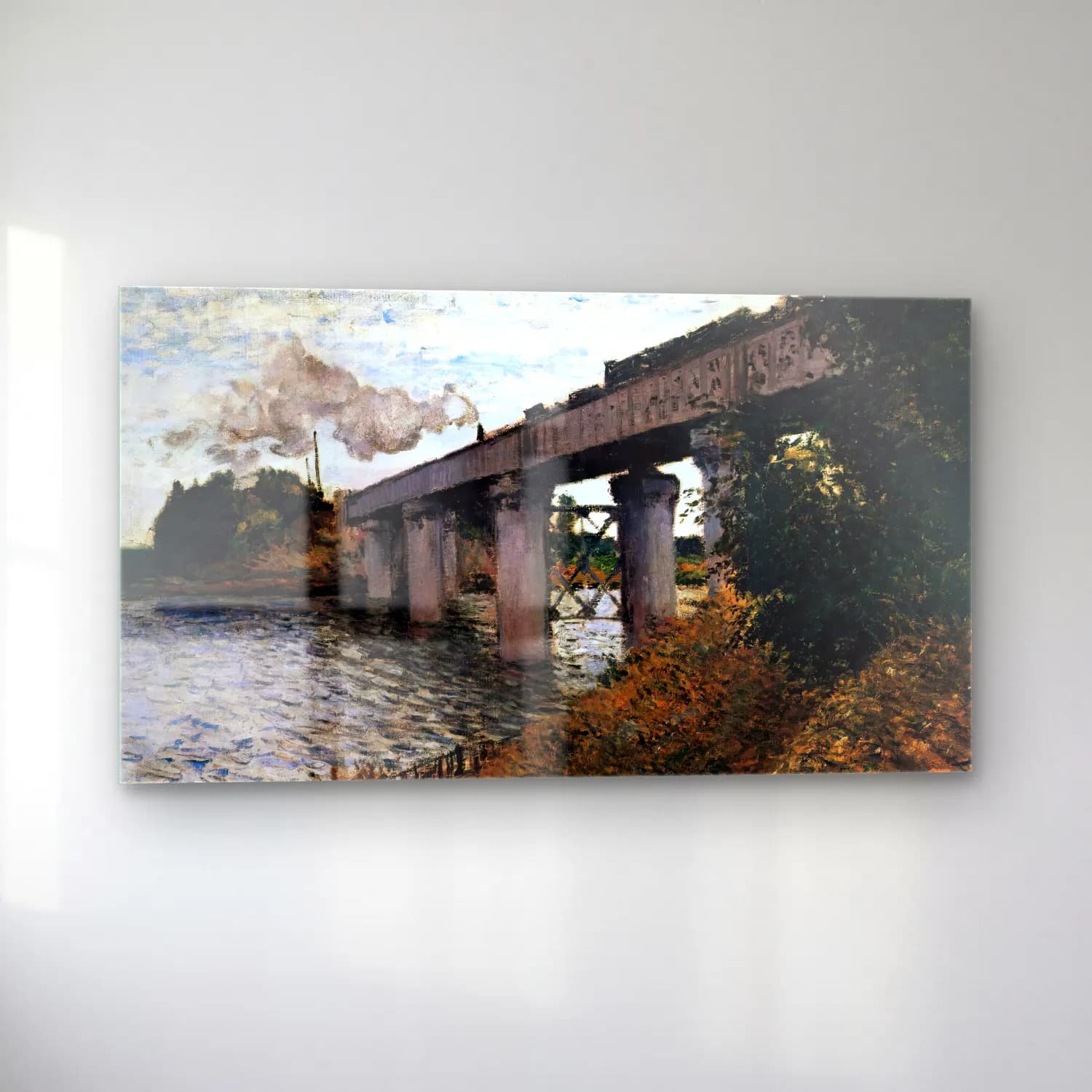 Claude Monet – The Railway Bridge at Argenteuil cam tablo — sol açıdan görünüm