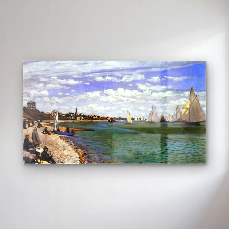 Claude Monet – The Regatta at Sainte-Adresse cam tablo — Claude Monet – The Regatta at Sainte-Adresse — empresyonist liman ve tekneler