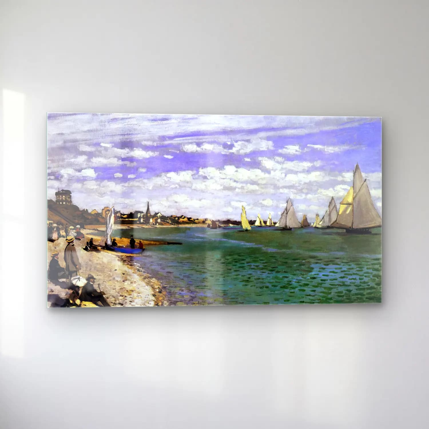 Claude Monet – The Regatta at Sainte-Adresse cam tablo — sol açıdan görünüm