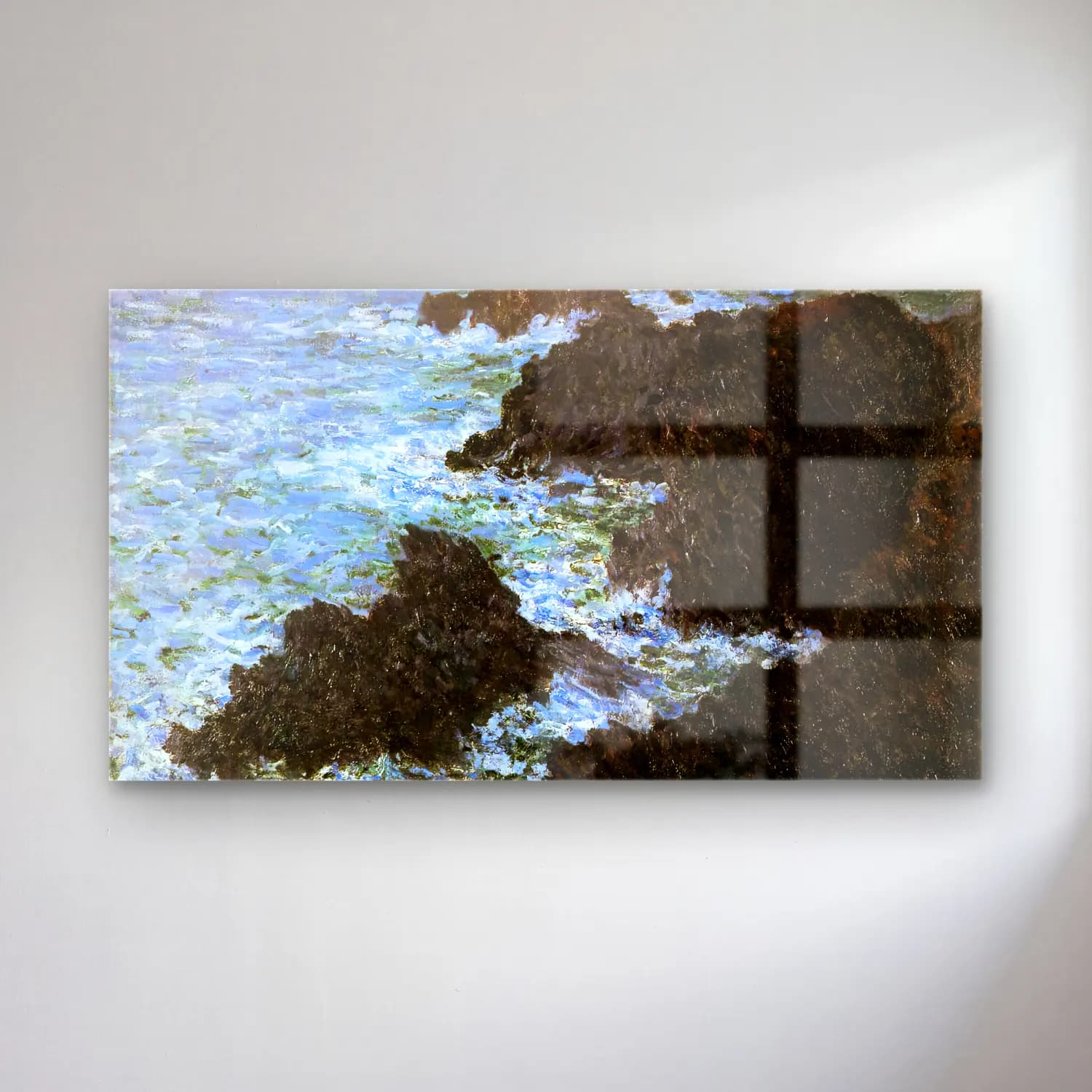 Claude Monet – The Rocks of Belle Ile (Rough Sea) cam tablo — Claude Monet – The Rocks of Belle Ile (Rough Sea) — empresyonist dalgalı sahil