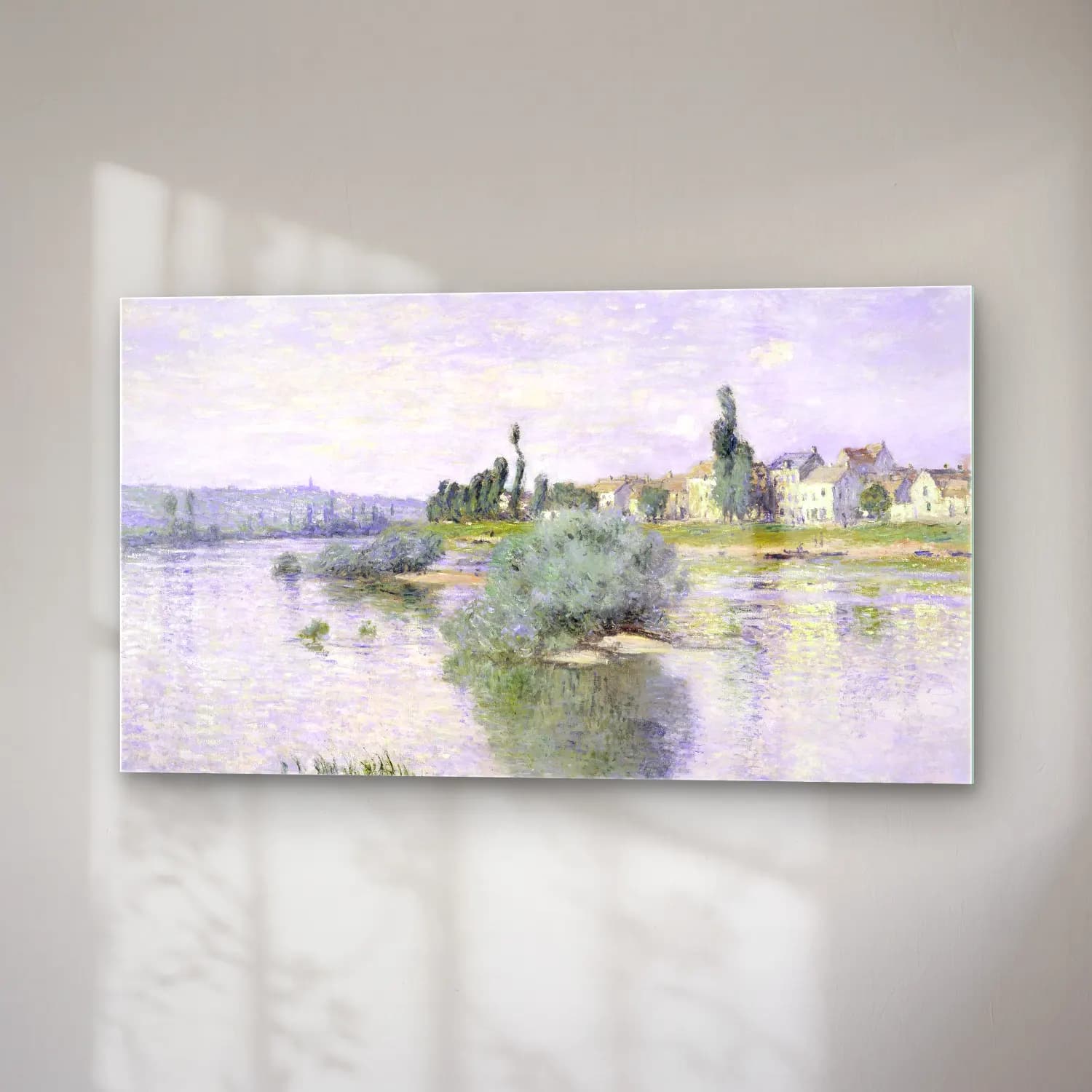 Claude Monet – The Seine at Lavacourt – Bej Tonlar cam tablo — sağ açıdan görünüm