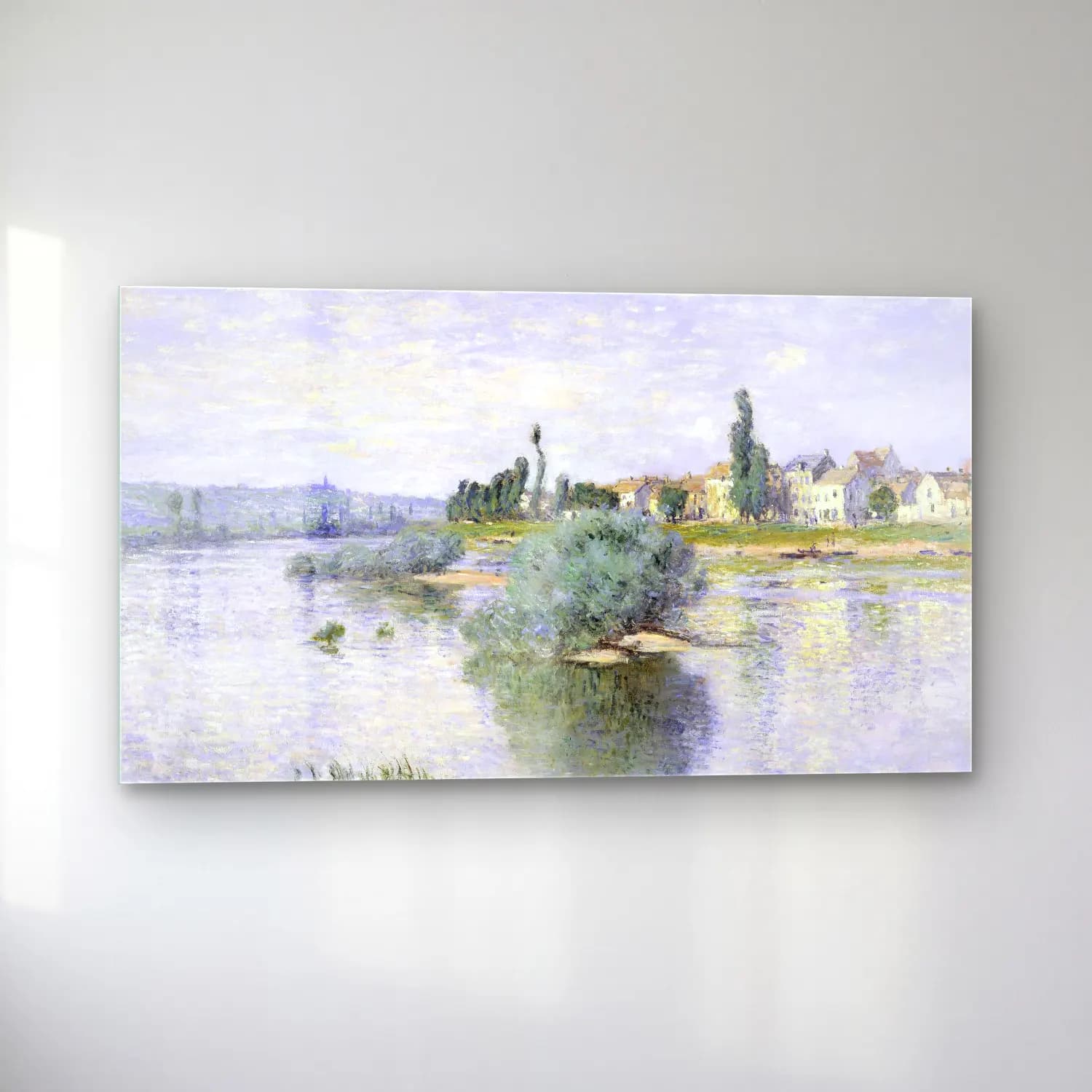 Claude Monet – The Seine at Lavacourt – Bej Tonlar cam tablo — sol açıdan görünüm