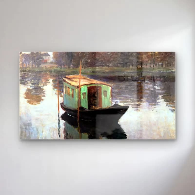 Claude Monet – The Studio Boat cam tablo — Claude Monet – The Studio Boat — empresyonist venedik kanalları