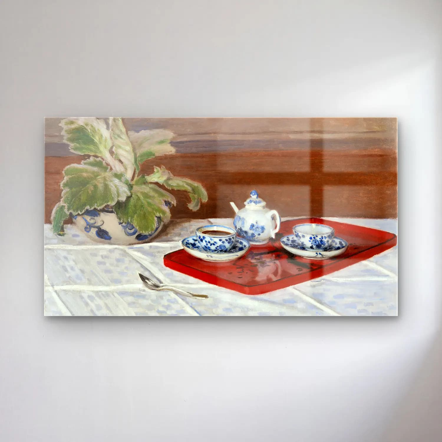 Claude Monet – The Tea Set cam tablo — Claude Monet – The Tea Set — empresyonist demlik ve fincanlar