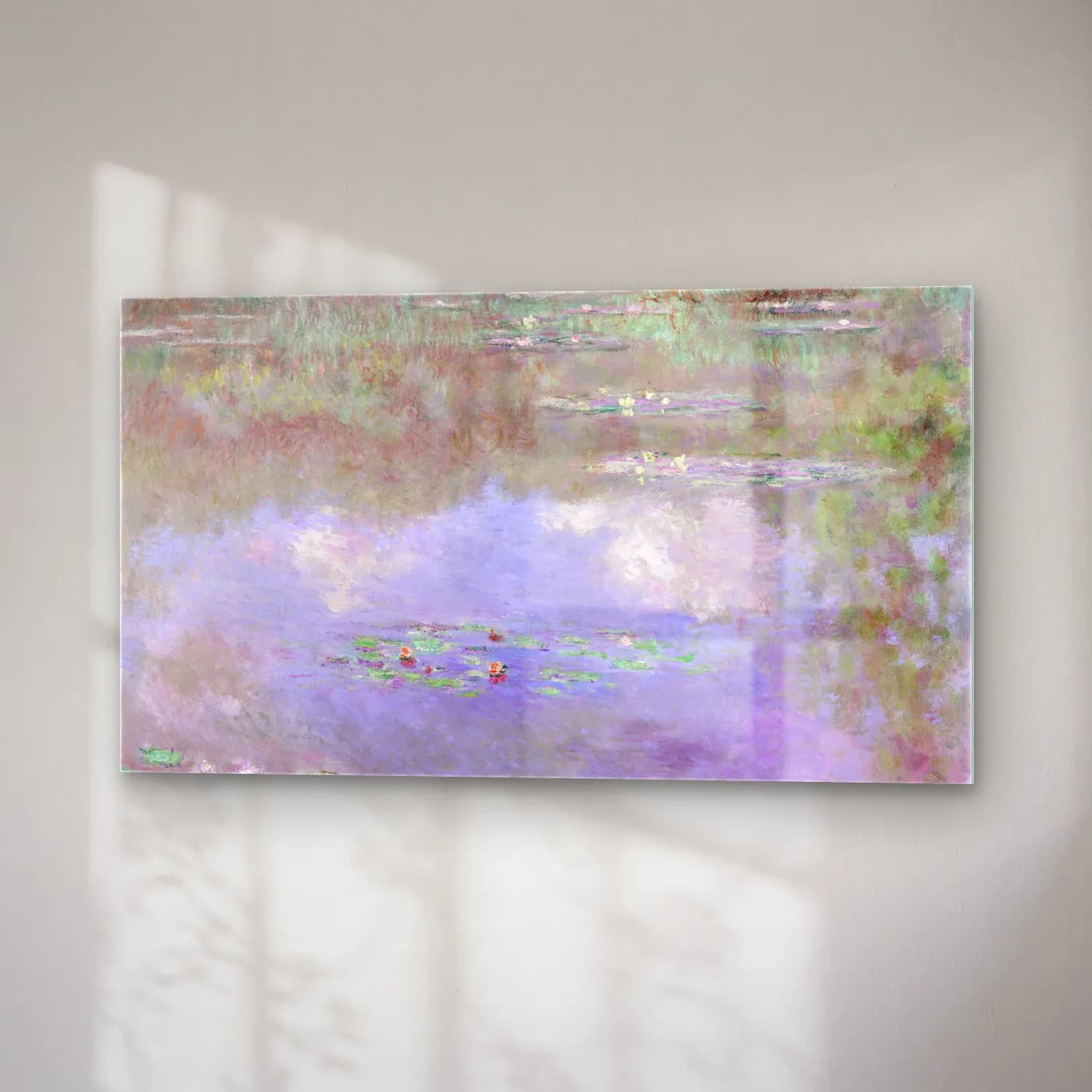 Claude Monet – The Water Lily Pond – Pastel Tonlar cam tablo — sağ açıdan görünüm