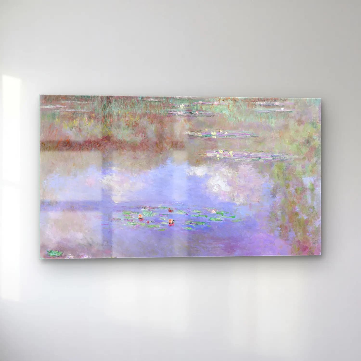 Claude Monet – The Water Lily Pond – Pastel Tonlar cam tablo — sol açıdan görünüm