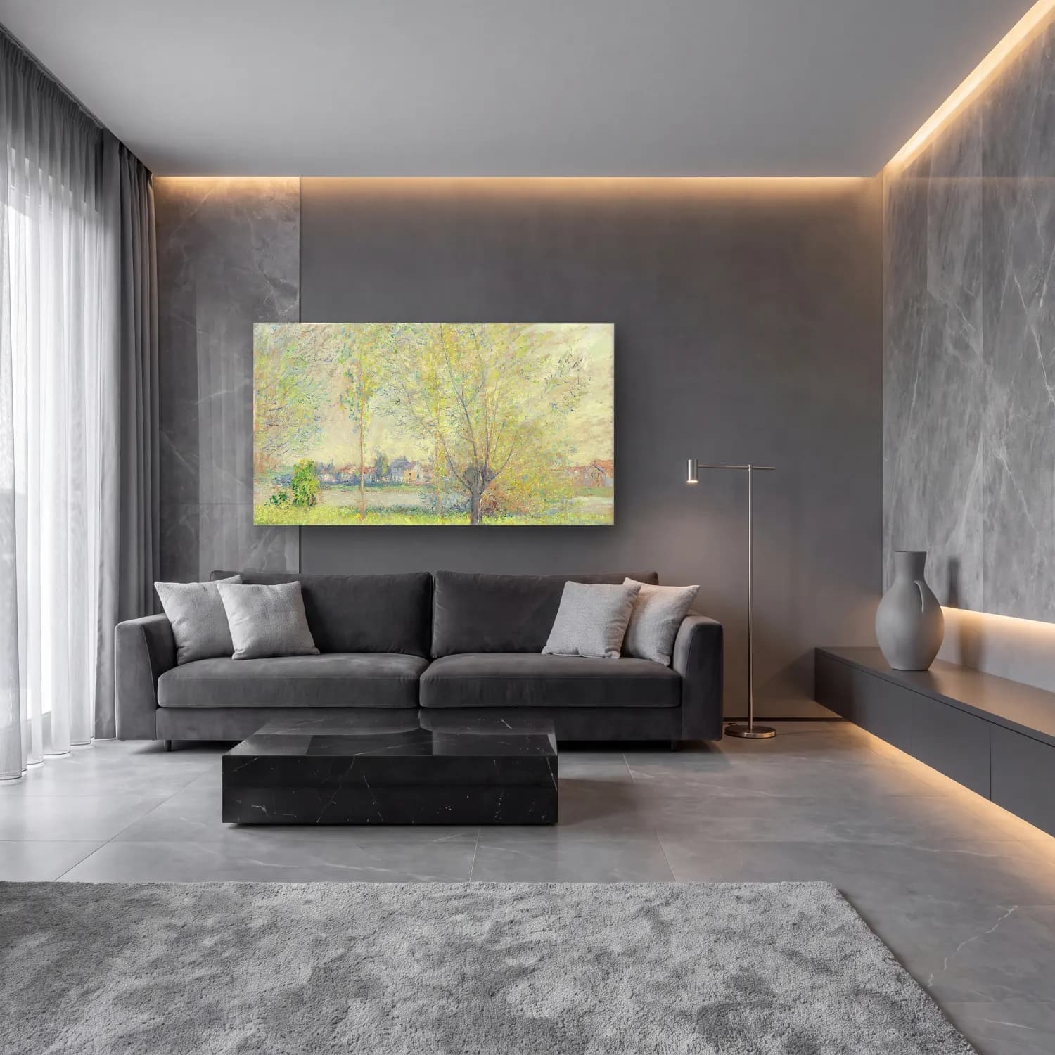 Claude Monet – The Willows cam tablo — lüks salon duvarında