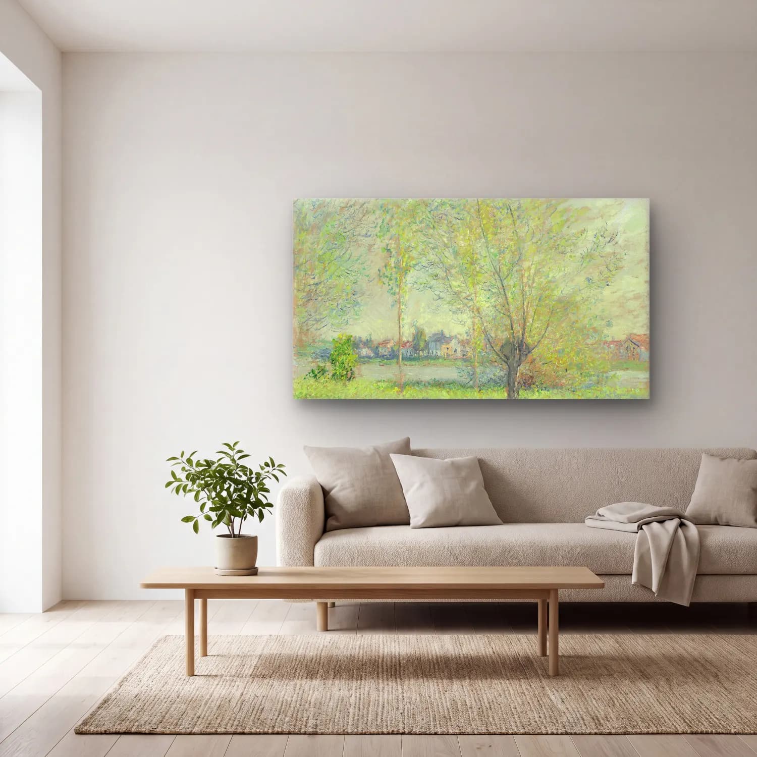 Claude Monet – The Willows cam tablo — açık renk salonda