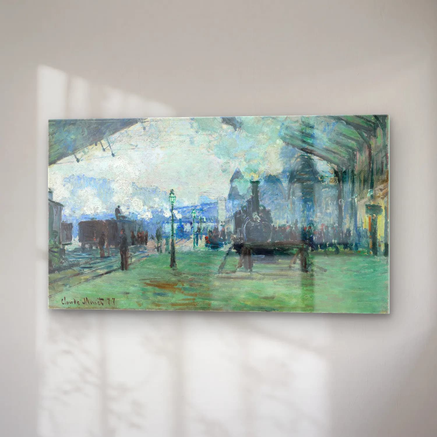 Claude Monet – Train Station Saint Lazare cam tablo — sağ açıdan görünüm