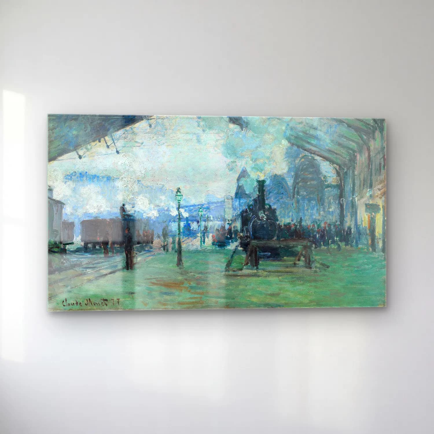 Claude Monet – Train Station Saint Lazare cam tablo — sol açıdan görünüm