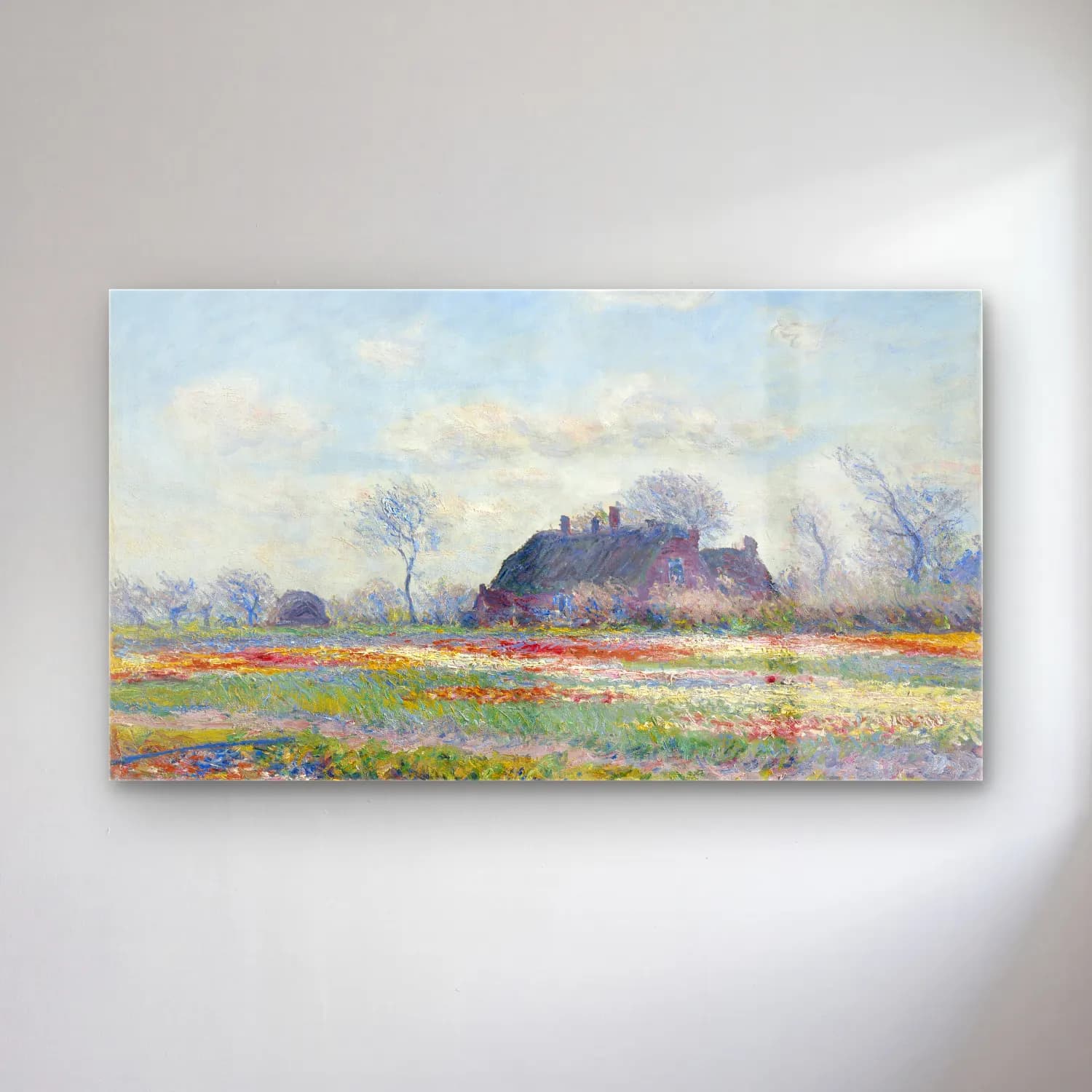 Claude Monet – Tulip Fields at Sassenheim cam tablo — Claude Monet – Tulip Fields at Sassenheim — empresyonist kır evi