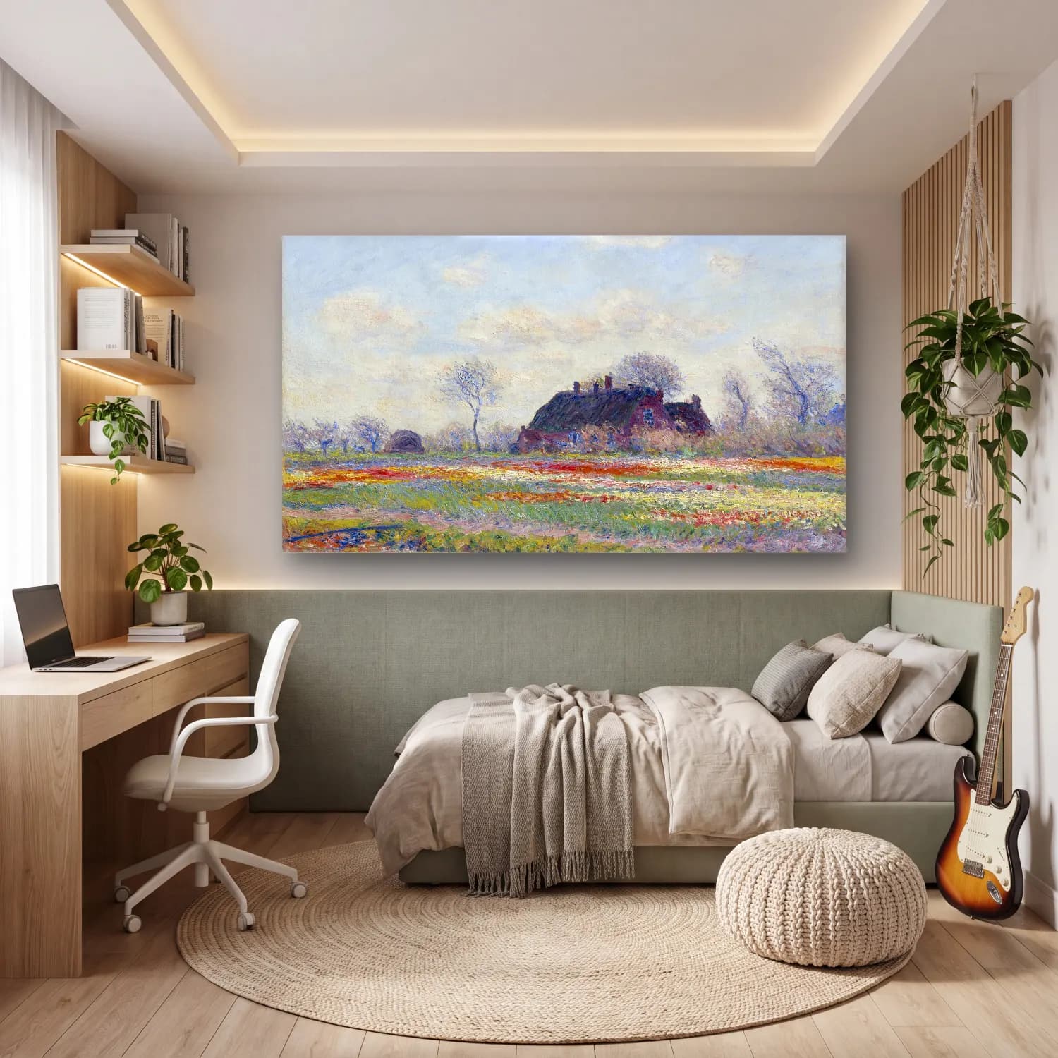 Claude Monet – Tulip Fields at Sassenheim cam tablo — genç odasında