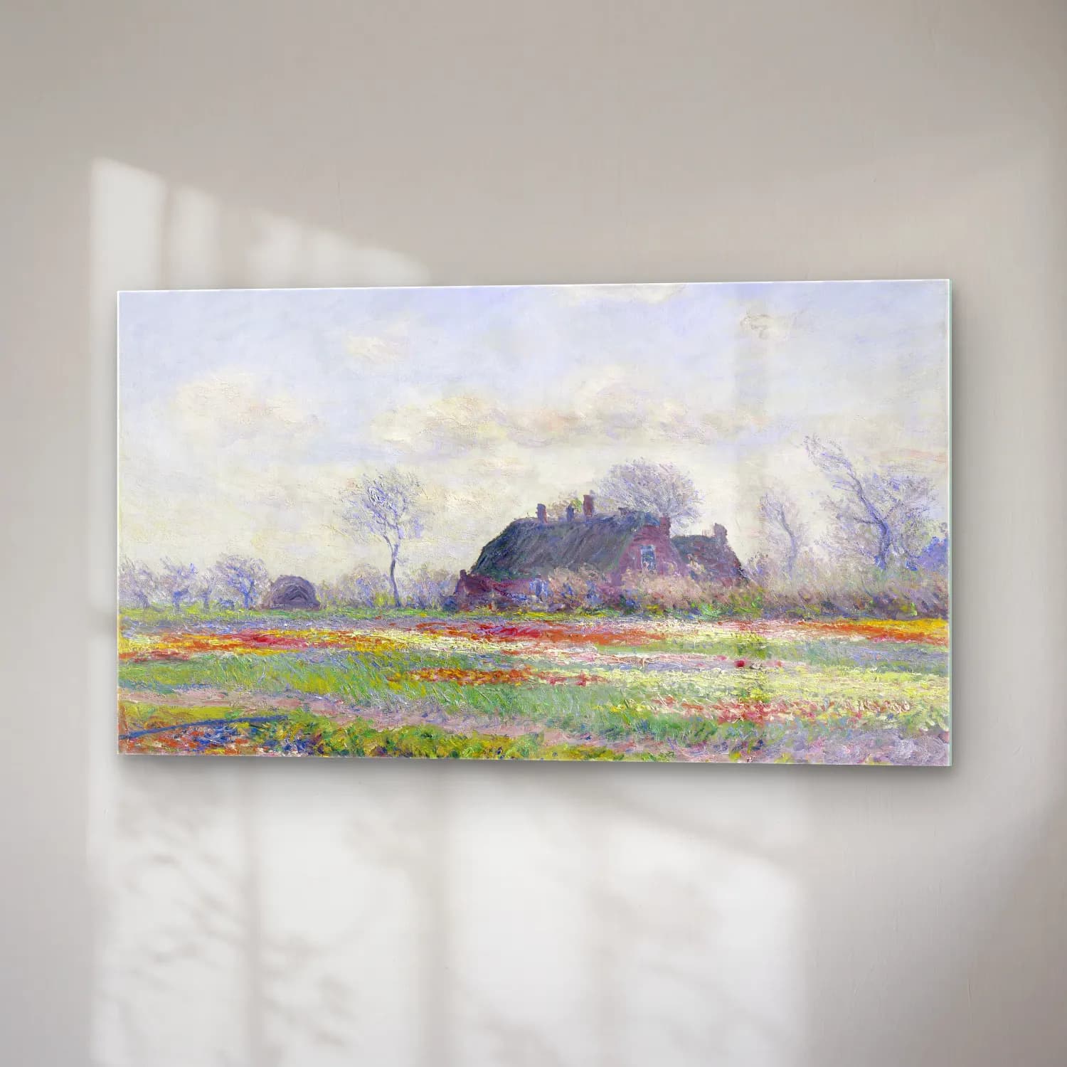 Claude Monet – Tulip Fields at Sassenheim cam tablo — sağ açıdan görünüm