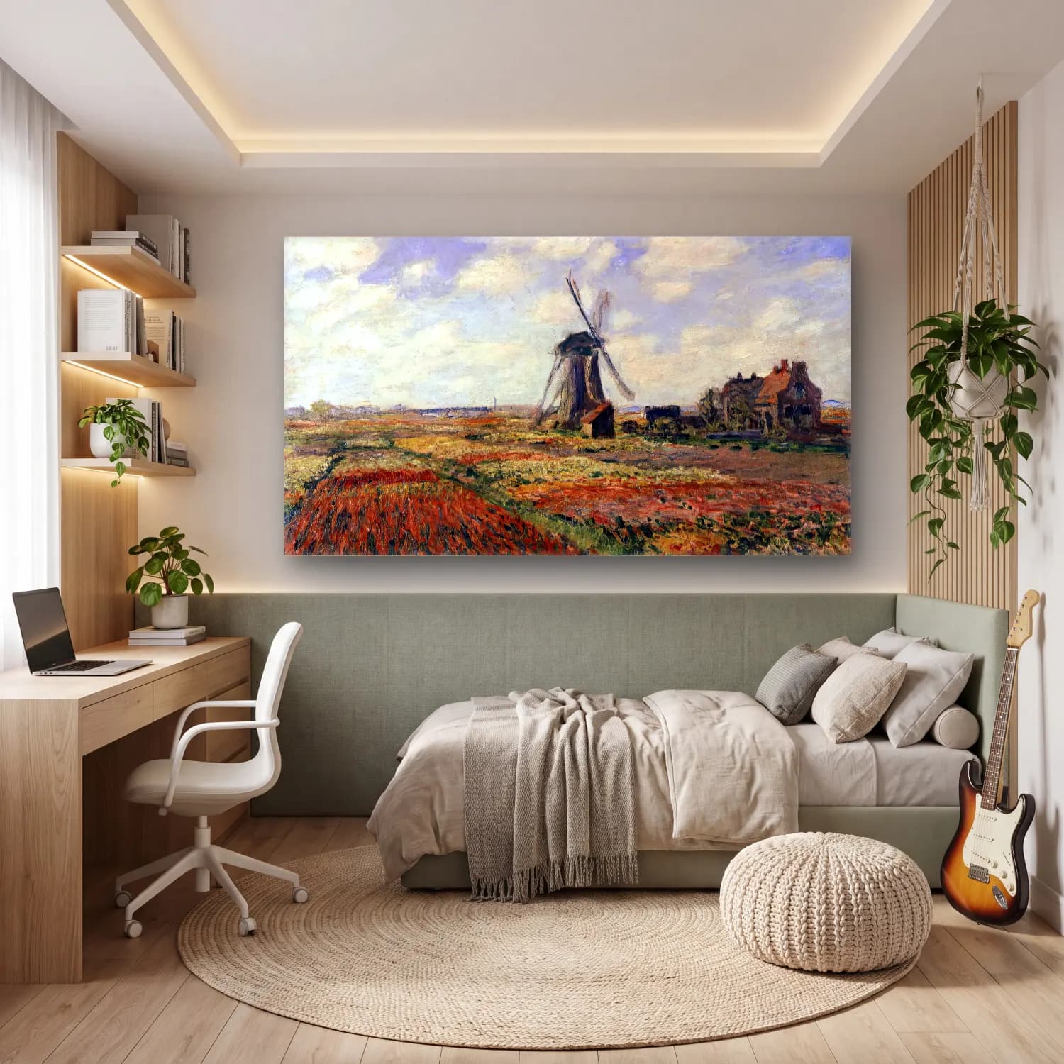 Claude Monet – Tulip Fields in Holland cam tablo — genç odasında