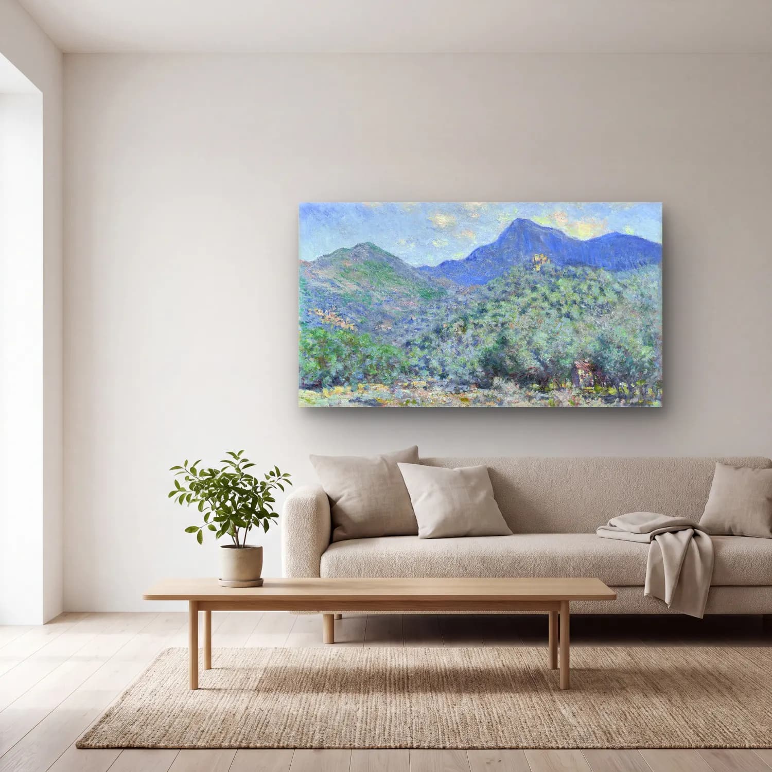 Claude Monet – Valle Buona, Near Bordighera – Pastel Tonlar cam tablo — açık renk salonda