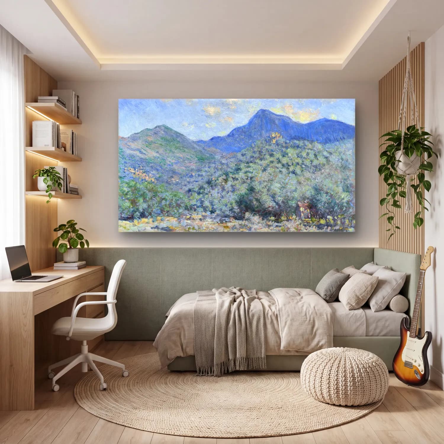 Claude Monet – Valle Buona, Near Bordighera – Pastel Tonlar cam tablo — genç odasında