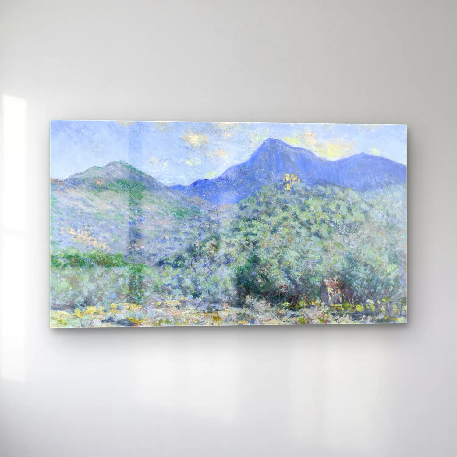 Claude Monet – Valle Buona, Near Bordighera – Pastel Tonlar cam tablo — sol açıdan görünüm