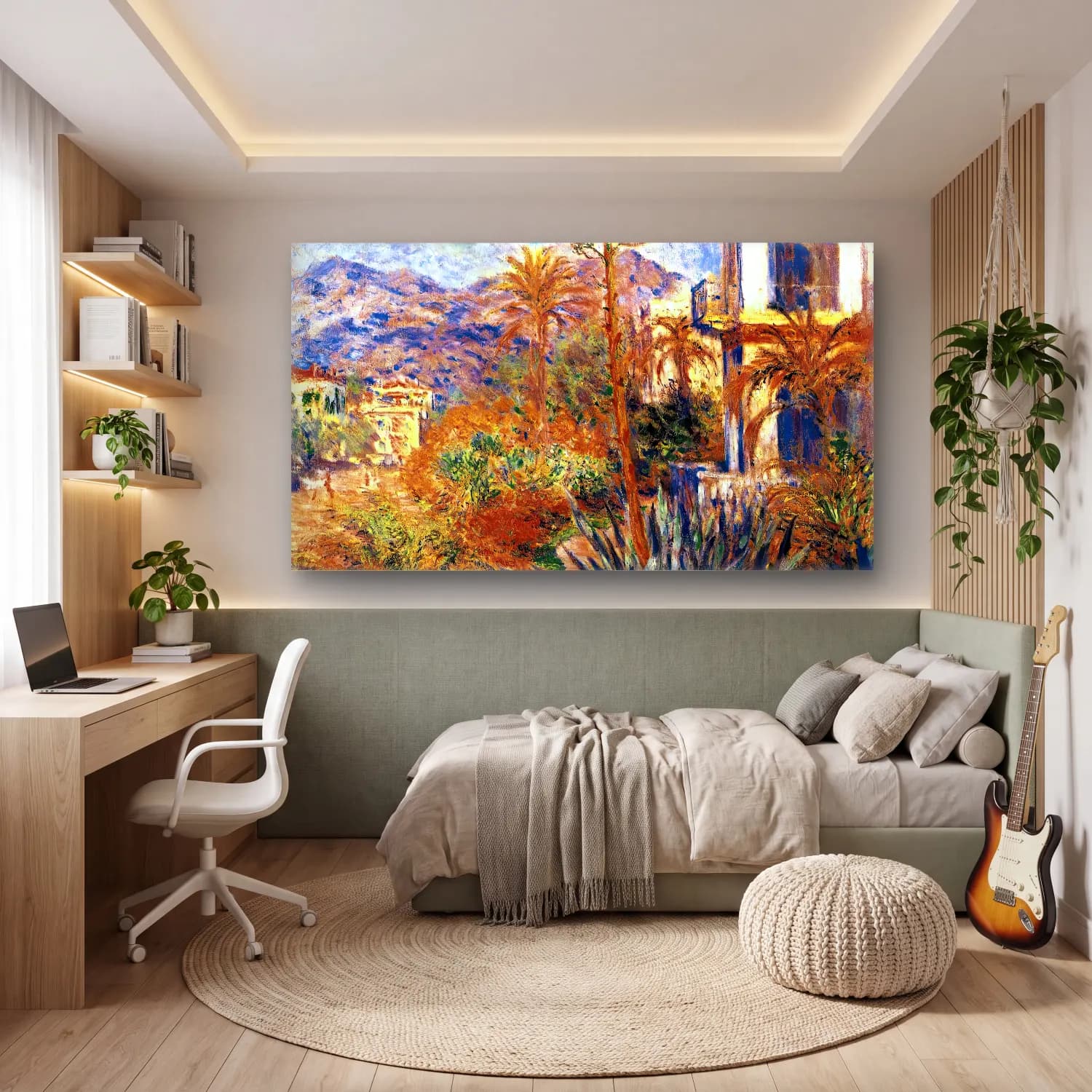 Claude Monet – Villas in Bordighera cam tablo — genç odasında