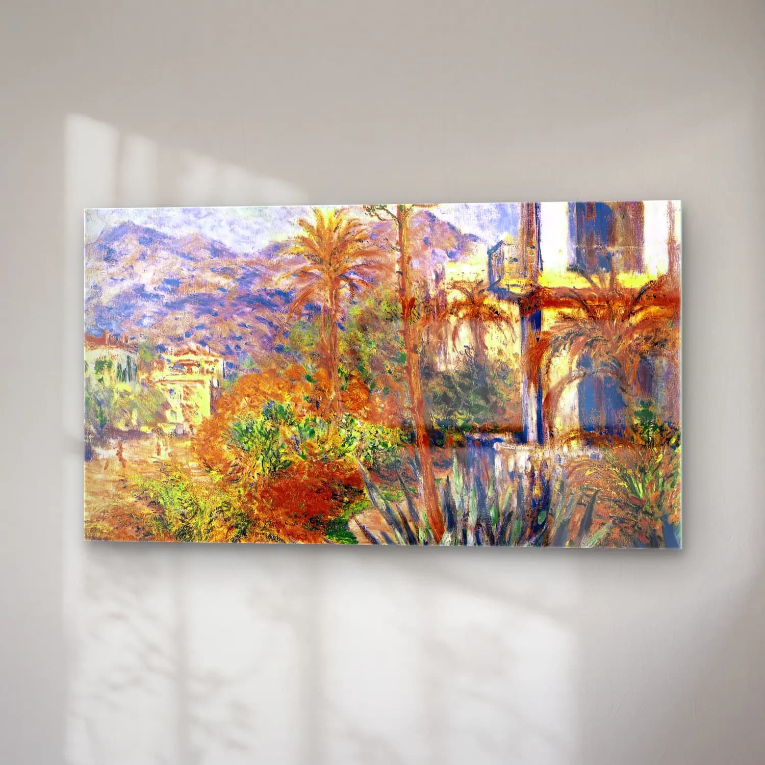 Claude Monet – Villas in Bordighera cam tablo — sağ açıdan görünüm