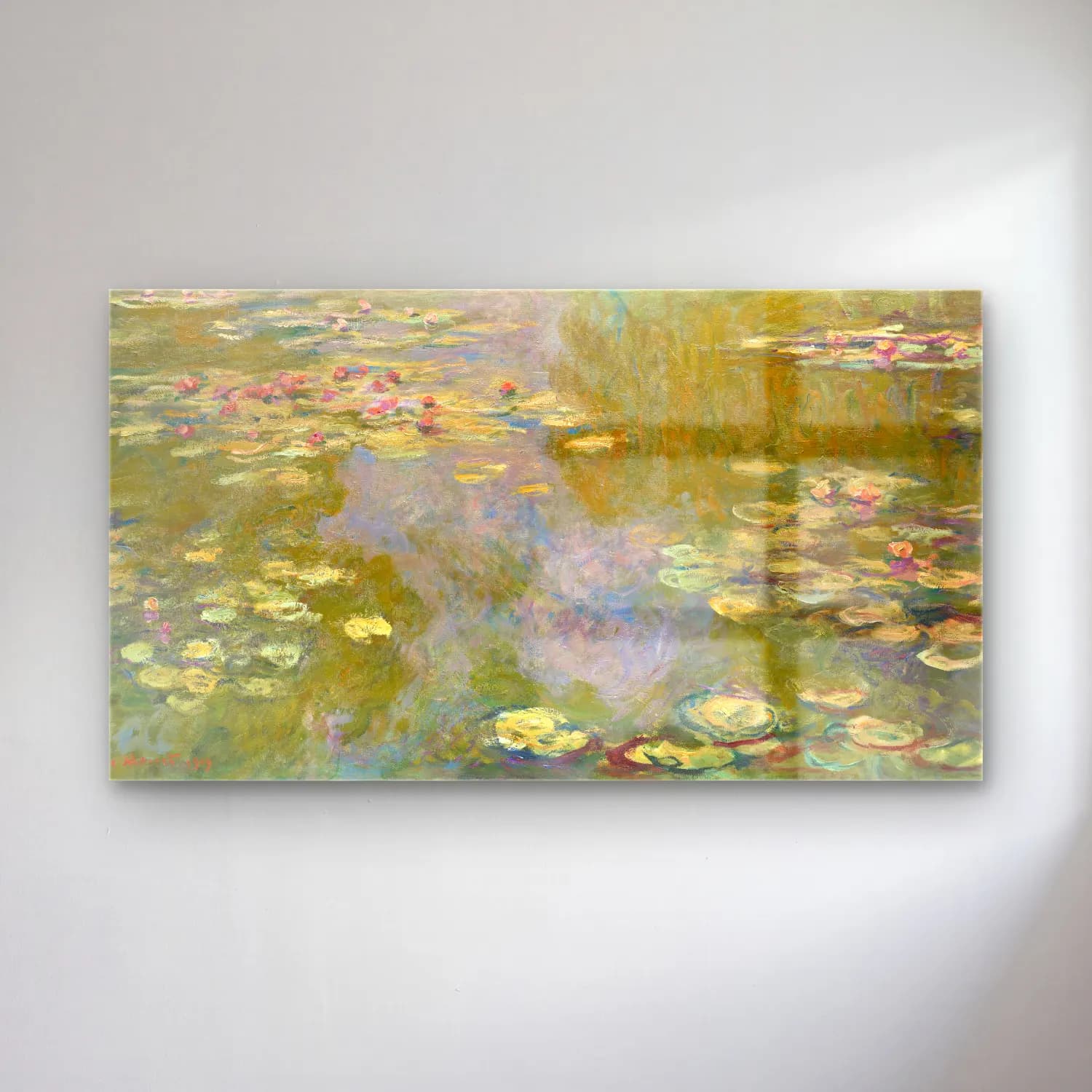 Claude Monet – Water Lilies – Yeşil Tonlar cam tablo — Claude Monet – Water Lilies – Yeşil Tonlar — empresyonist nilüfer göleti