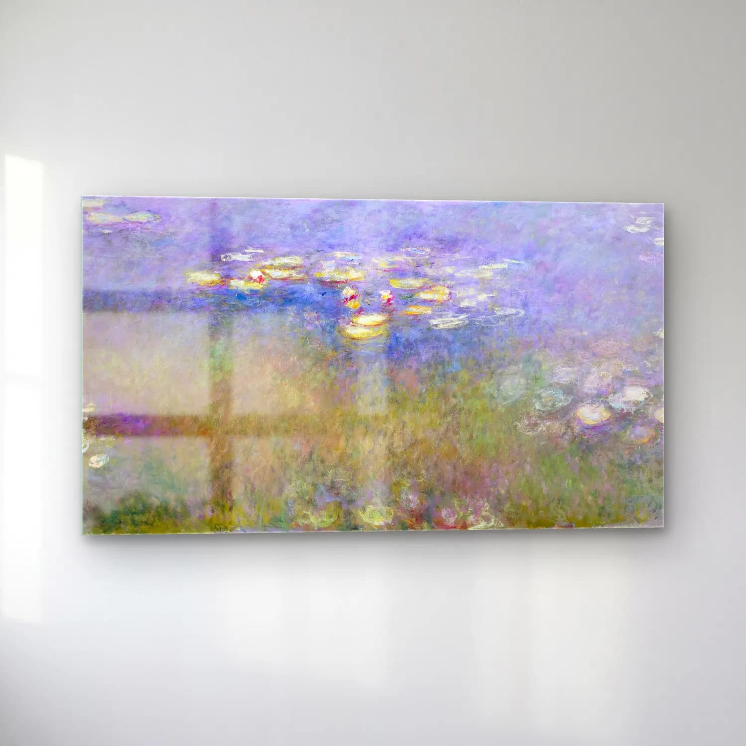 Claude Monet – Water Lilies Agapanthus cam tablo — sol açıdan görünüm