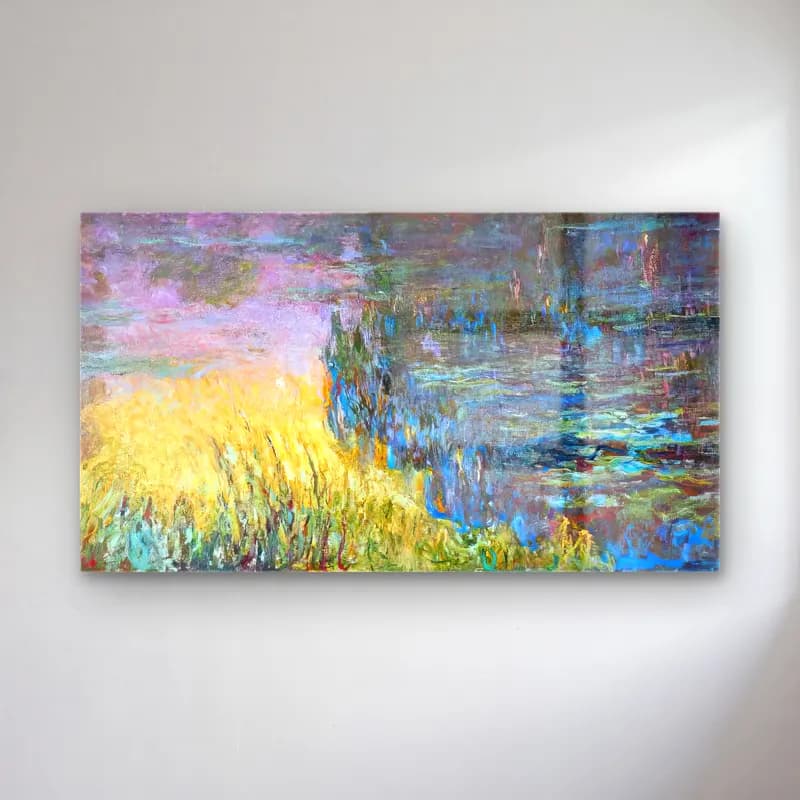 Claude Monet – Water Lilies, Sunset cam tablo — Claude Monet – Water Lilies, Sunset — empresyonist nilüfer göleti