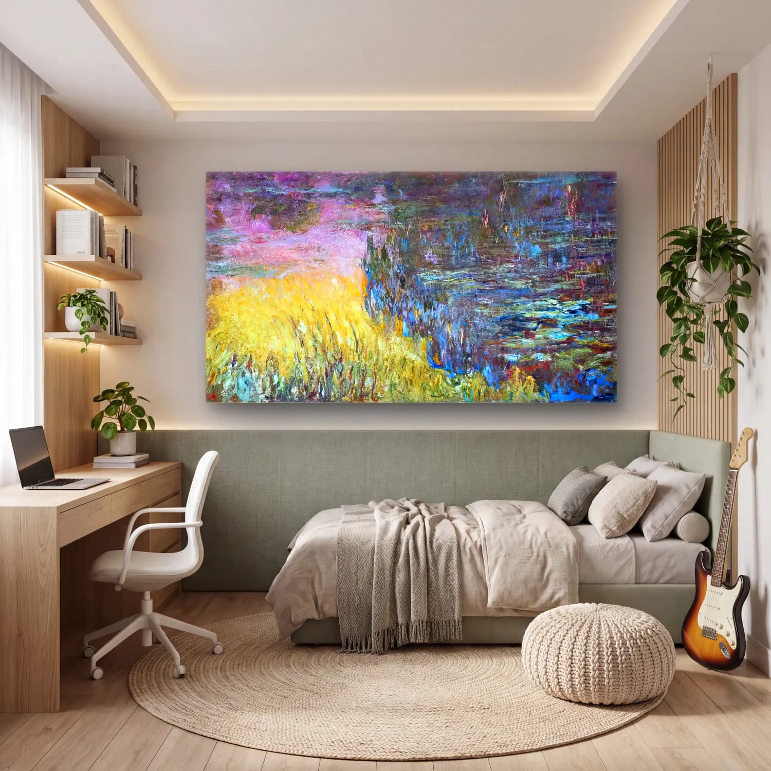 Claude Monet – Water Lilies, Sunset cam tablo — genç odasında