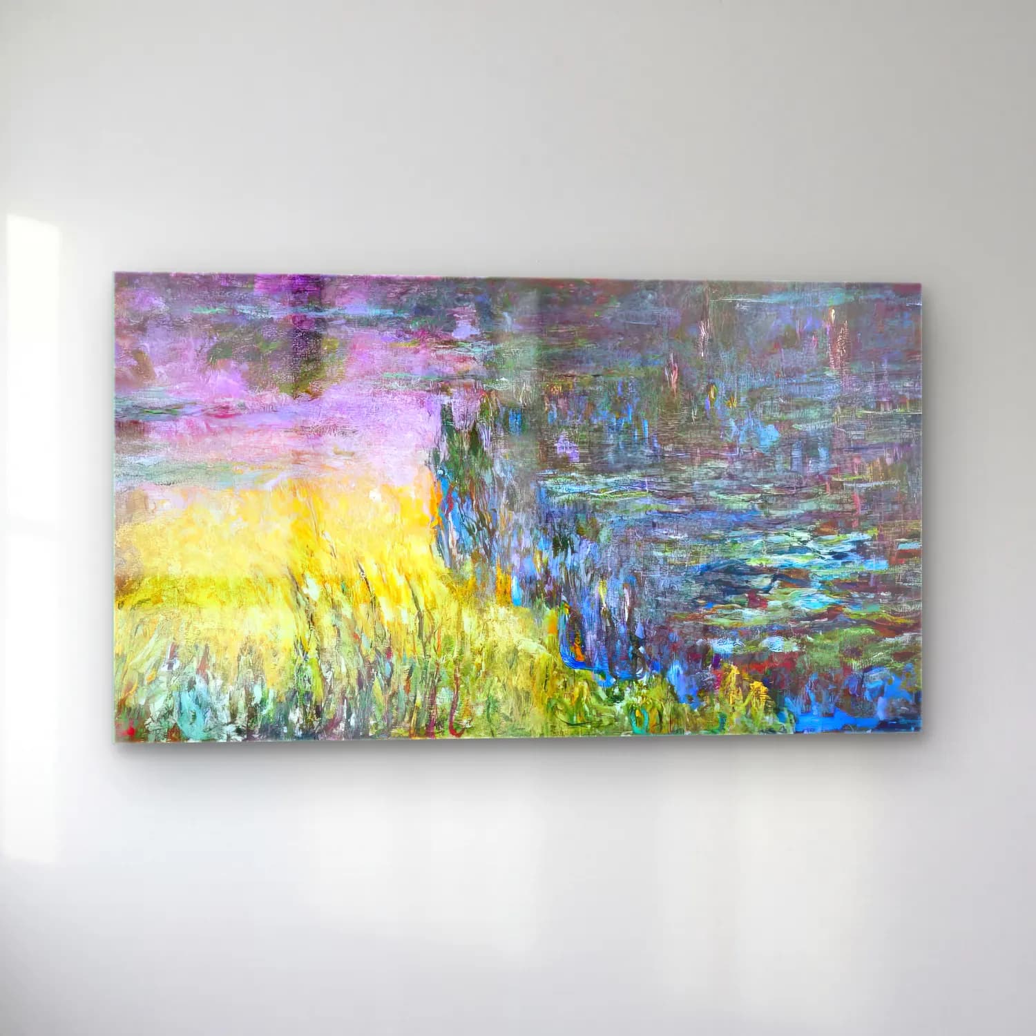 Claude Monet – Water Lilies, Sunset cam tablo — sol açıdan görünüm