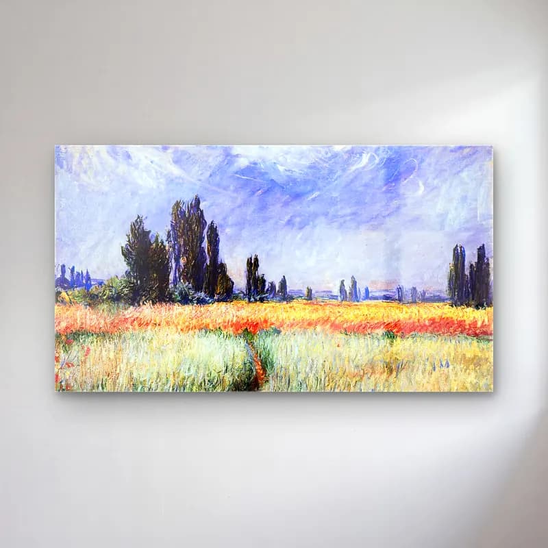 Claude Monet – Wheat Field cam tablo — Claude Monet – Wheat Field — empresyonist buğday tarlası