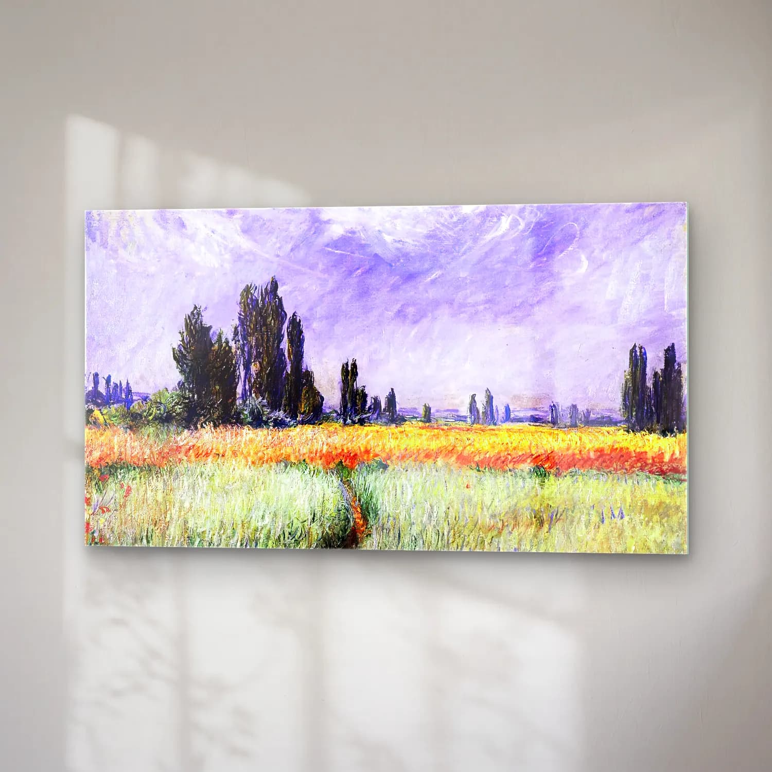 Claude Monet – Wheat Field cam tablo — sağ açıdan görünüm