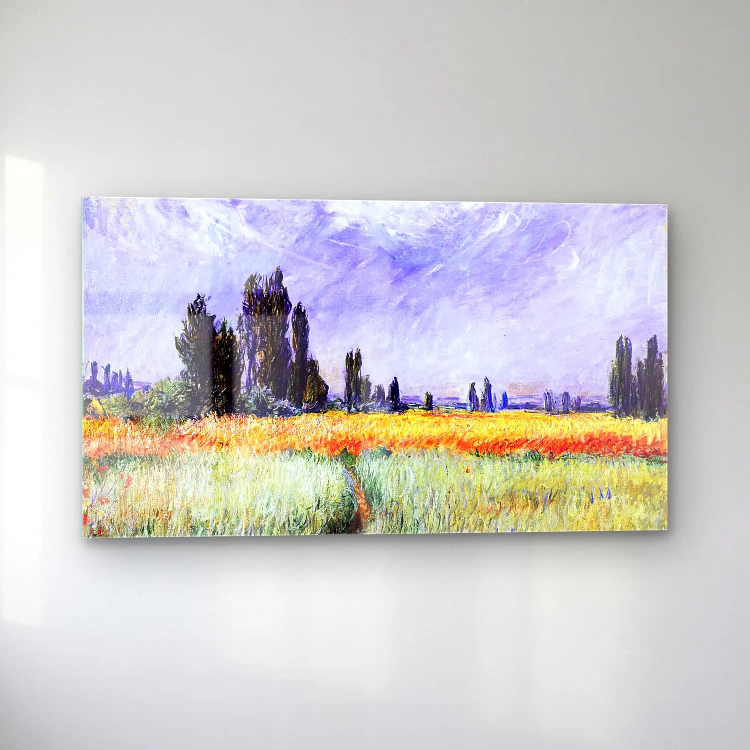 Claude Monet – Wheat Field cam tablo — sol açıdan görünüm