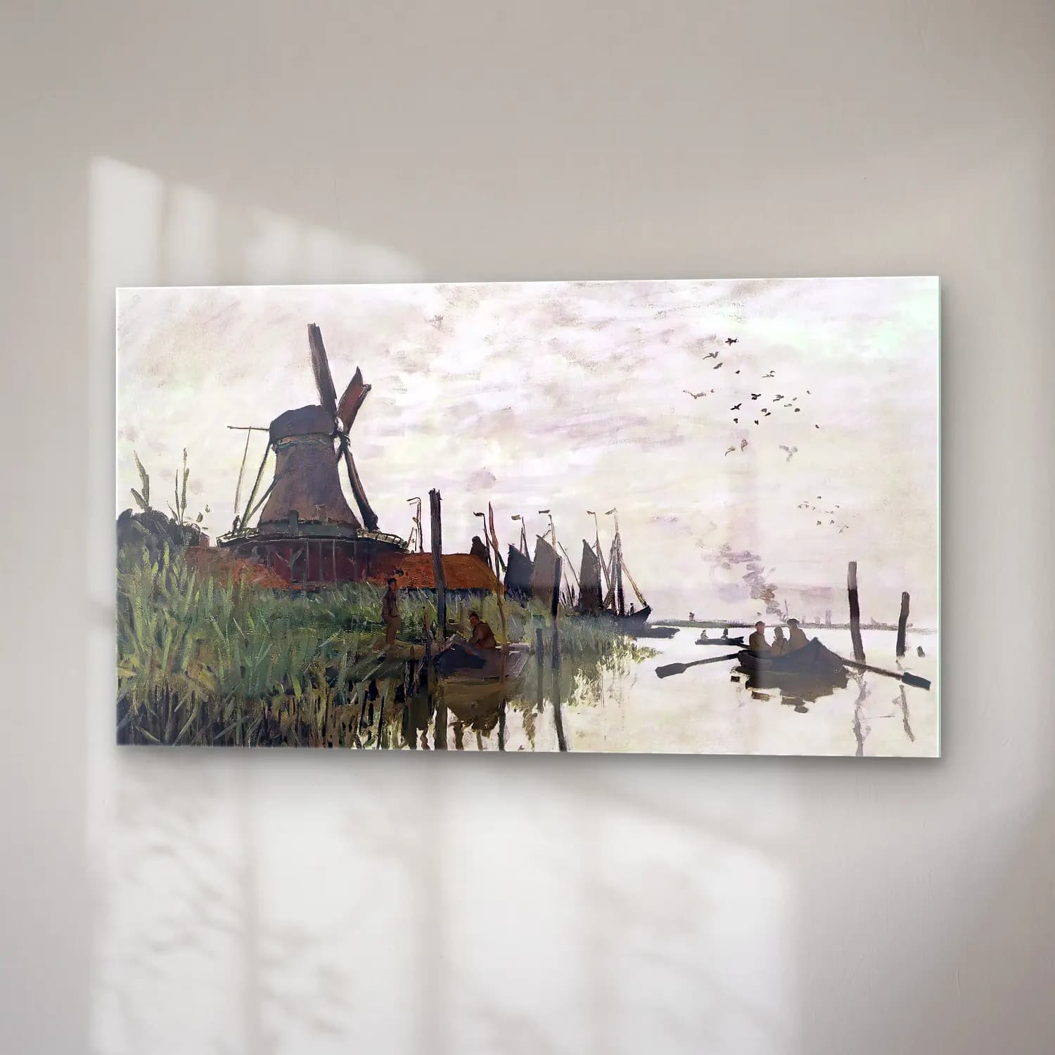 Claude Monet – Wiindmill at Zaandam cam tablo — sağ açıdan görünüm