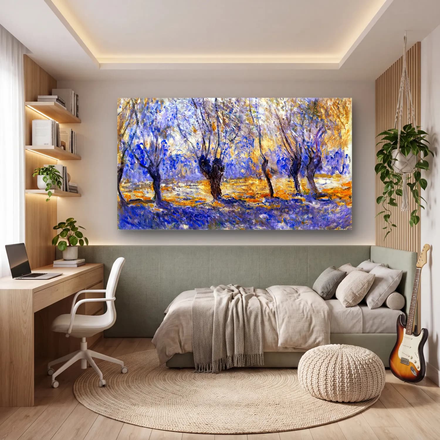 Claude Monet – Willows in Giverny cam tablo — genç odasında